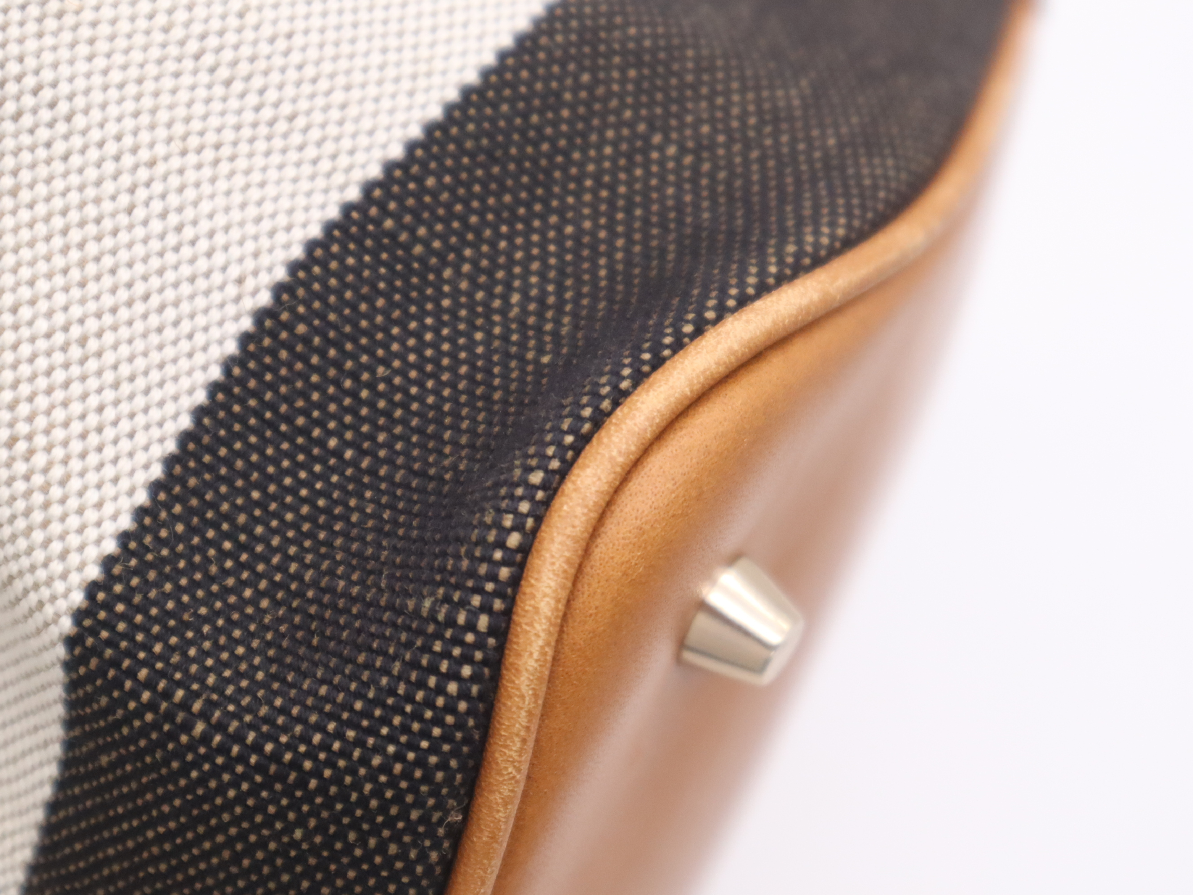 Checkered Bucket Bag 2-Way Brown with Gold Hardware Shoulder Bag — view 10