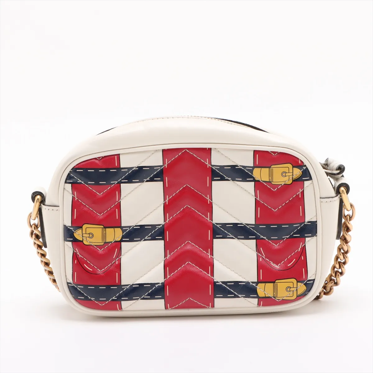 GG Marmont Leather Chain Shoulder Bag White 448065 — view 2