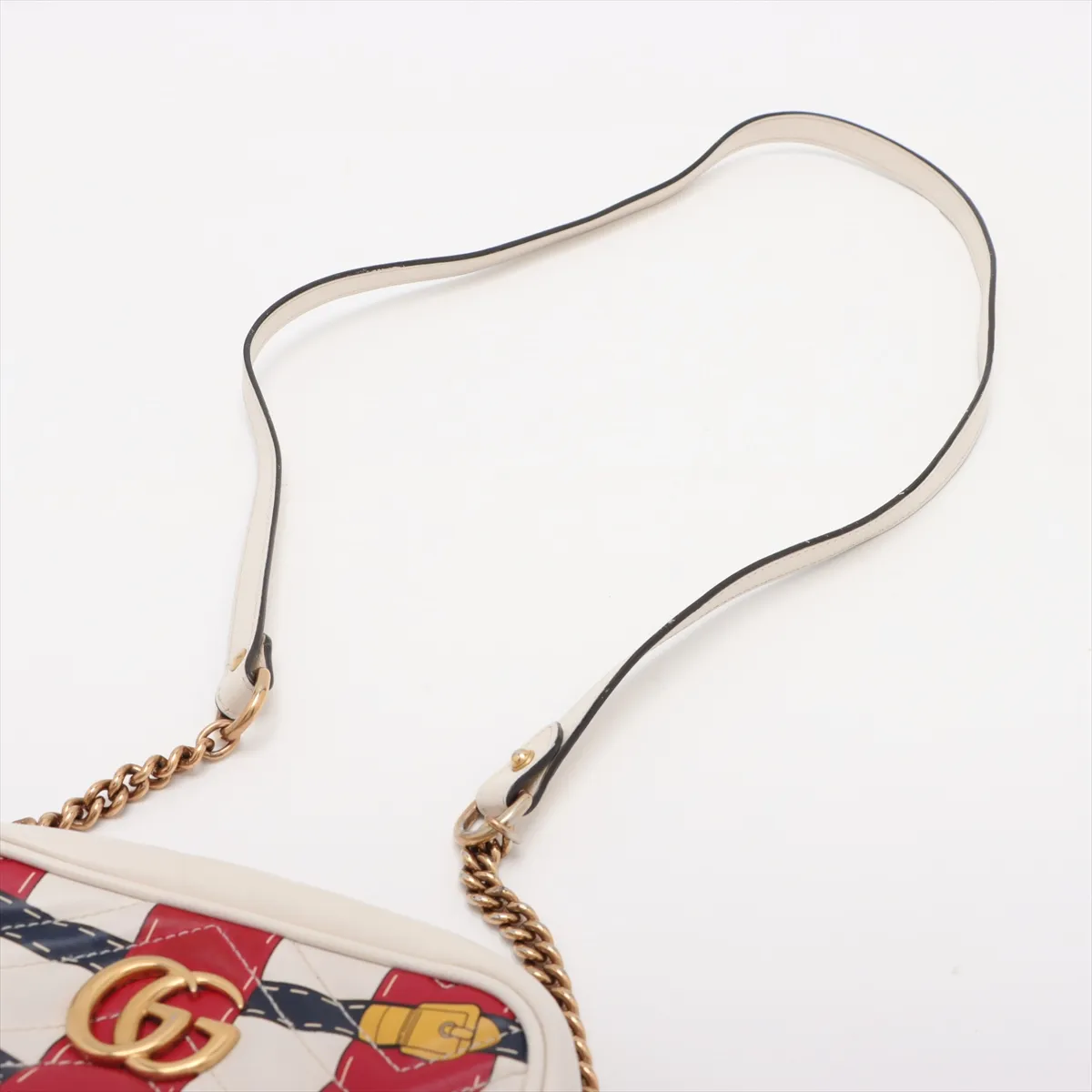 GG Marmont Leather Chain Shoulder Bag White 448065 — view 5