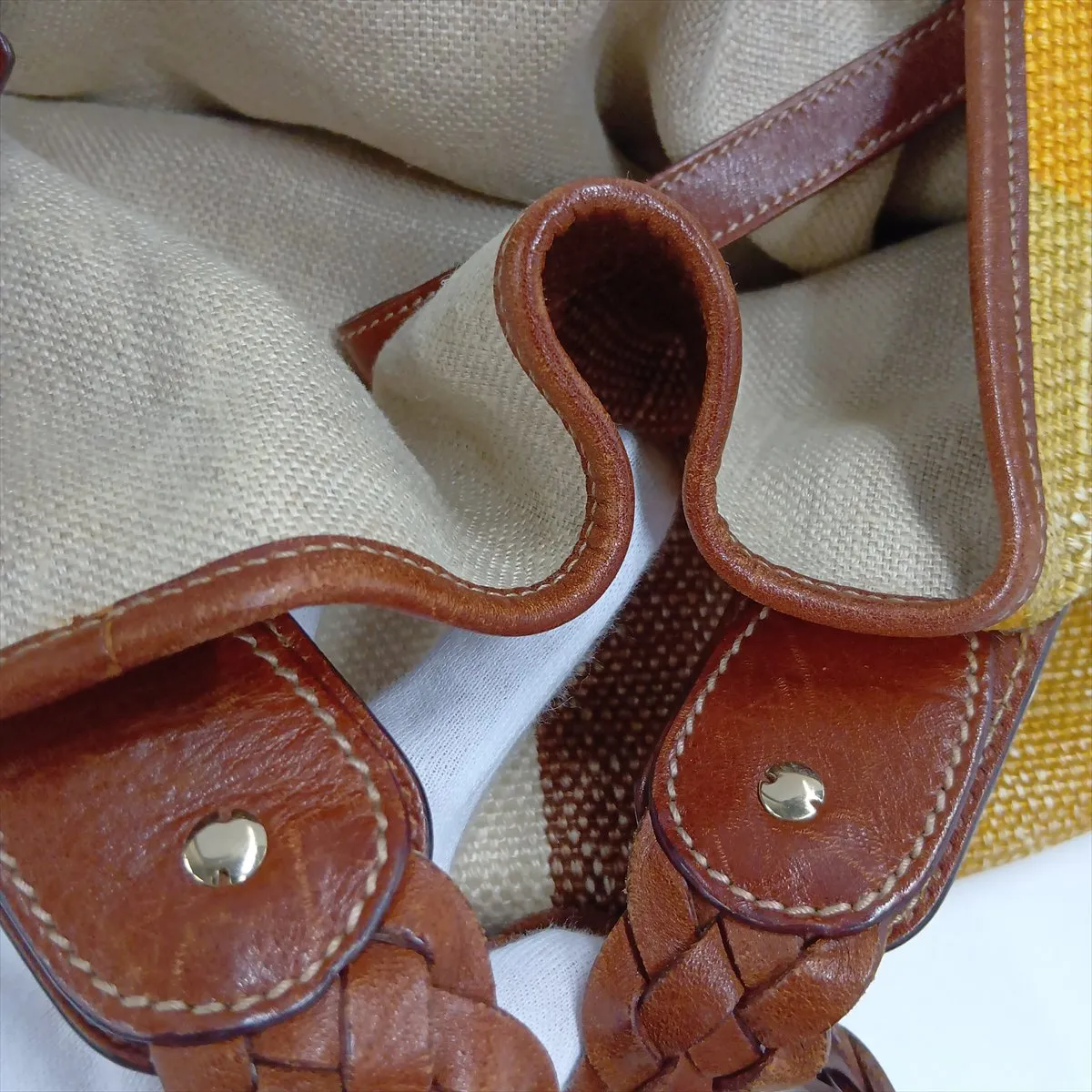 Canvas and Leather Tote Bag, Multicolor 137621 — view 12