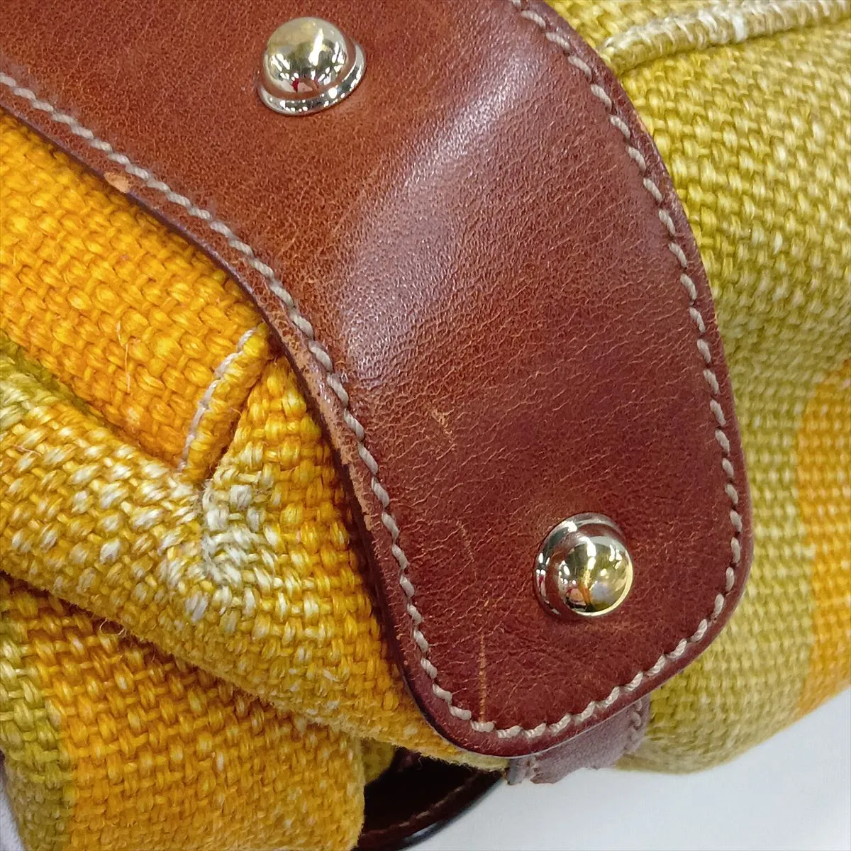 Canvas and Leather Tote Bag, Multicolor 137621 — view 14
