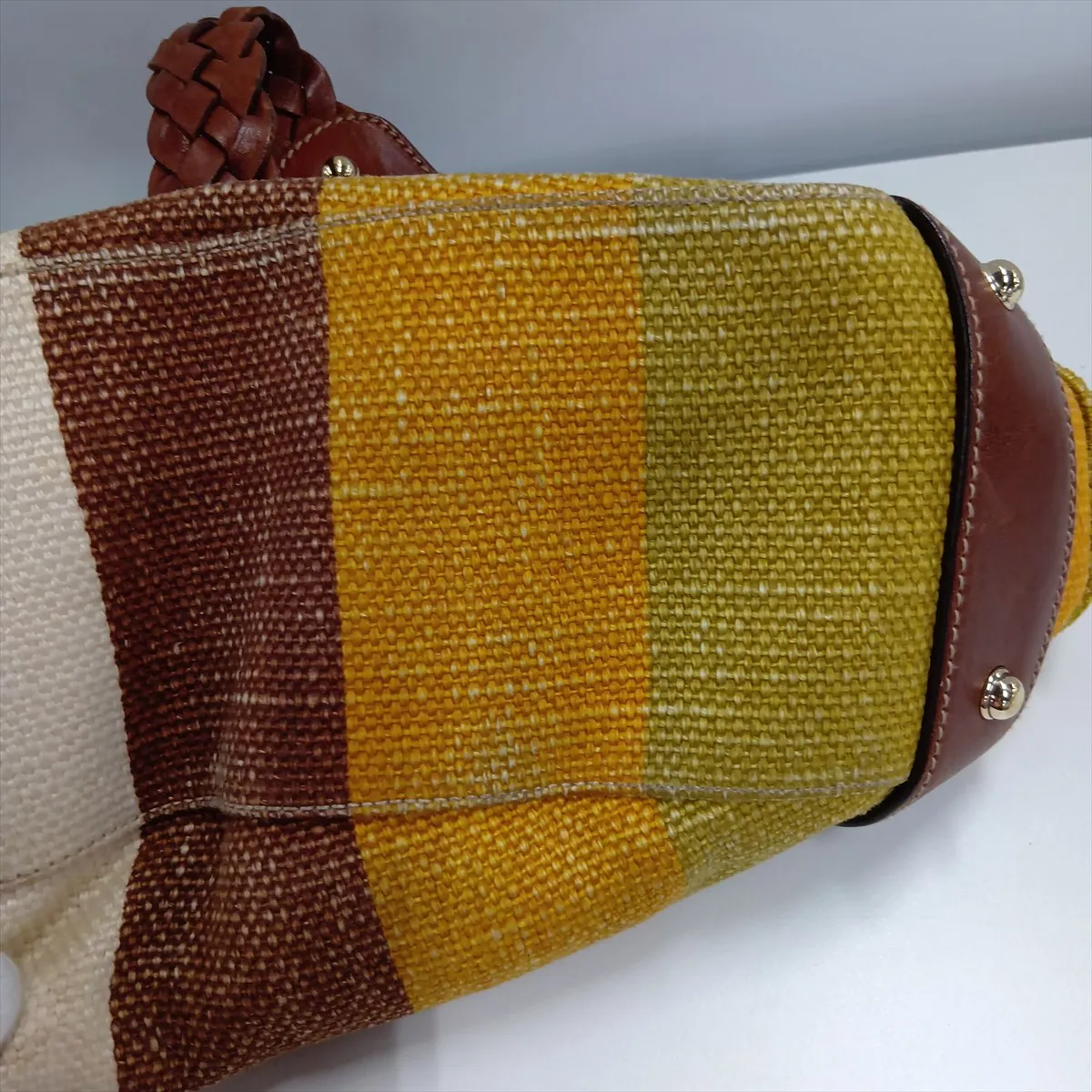 Canvas and Leather Tote Bag, Multicolor 137621 — view 15