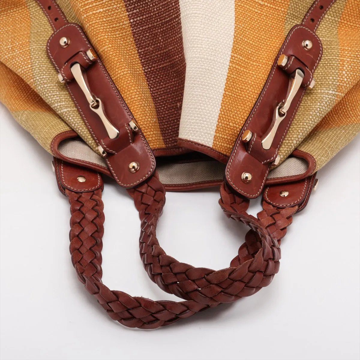 Canvas and Leather Tote Bag, Multicolor 137621 — view 5