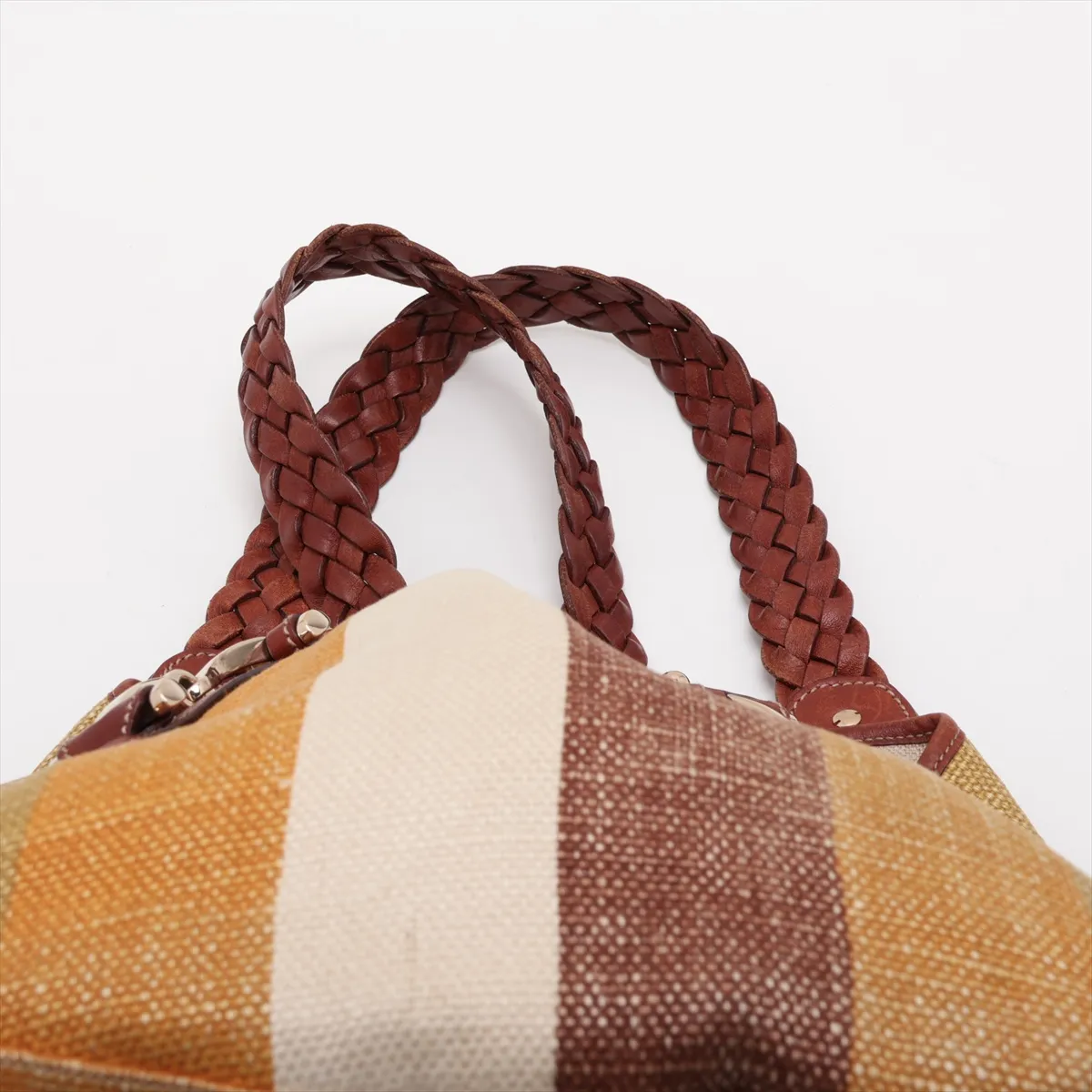 Canvas and Leather Tote Bag, Multicolor 137621 — view 6