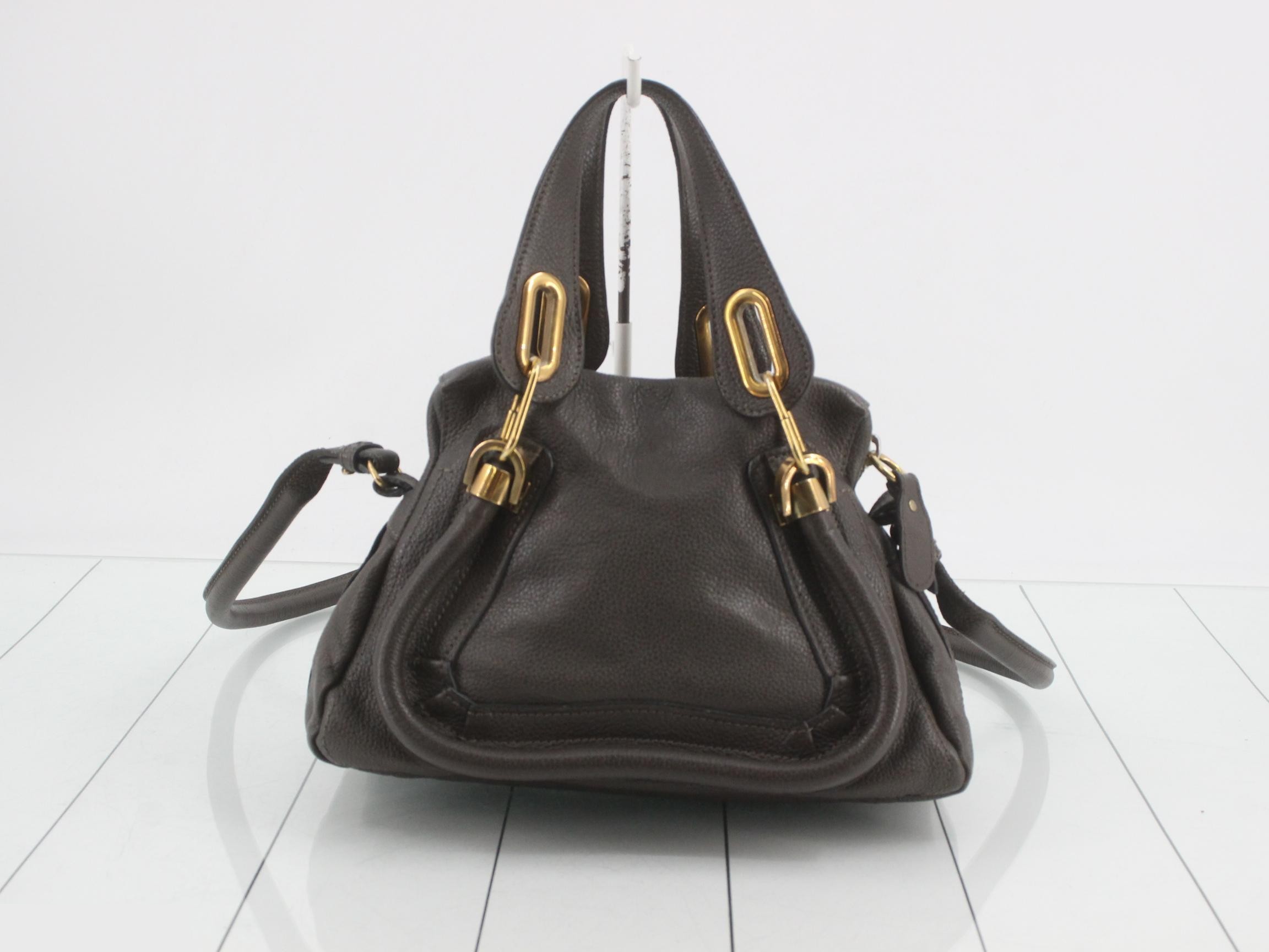 Paraty Leather 2-Way Hand/Shoulder Bag, Dark Brown — view 2