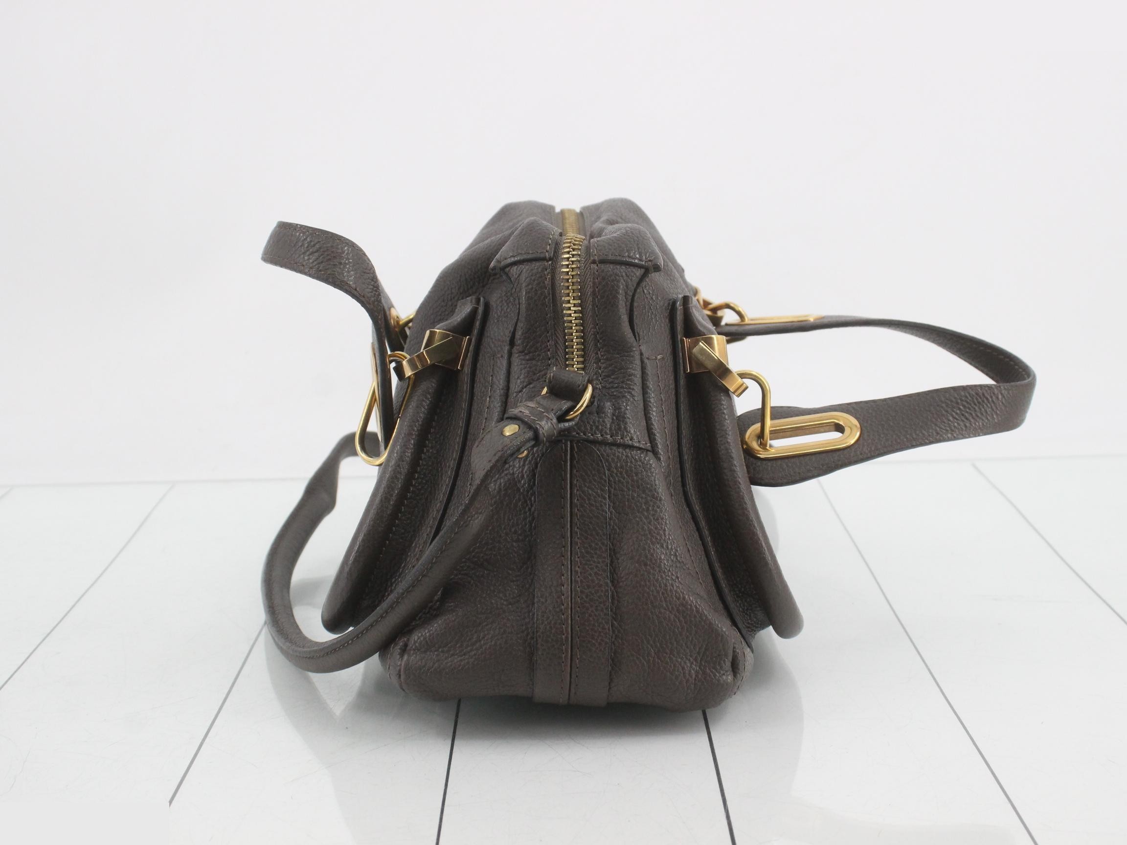 Paraty Leather 2-Way Hand/Shoulder Bag, Dark Brown — view 3