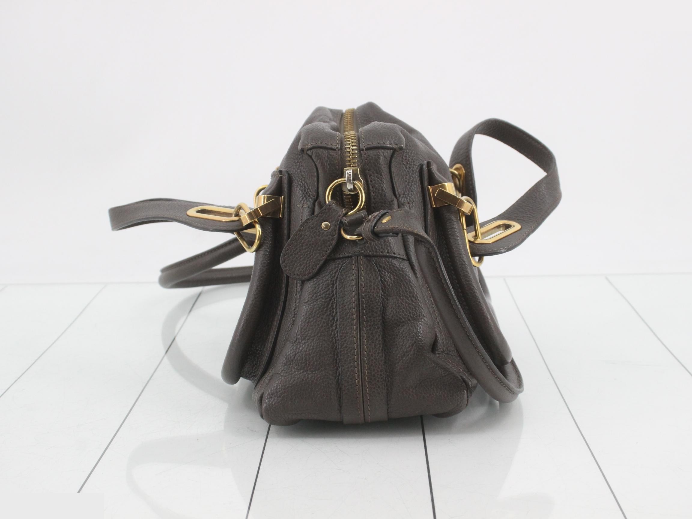 Paraty Leather 2-Way Hand/Shoulder Bag, Dark Brown — view 4