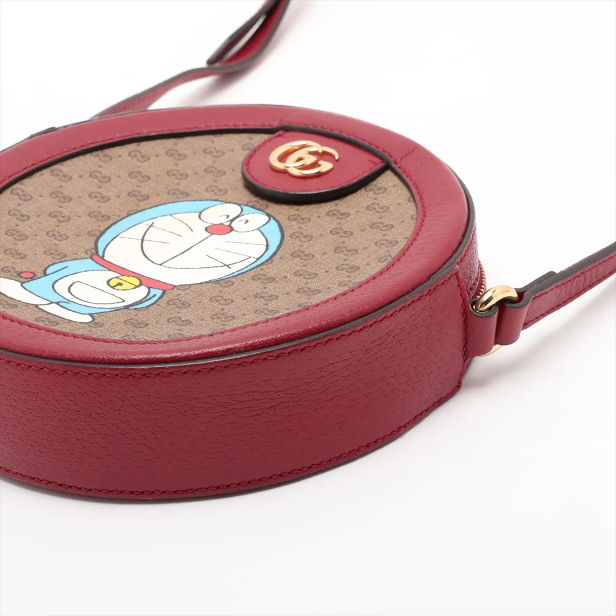 Doraemon x Gucci Mini GG Supreme 625216 PVC x Leather Shoulder Bag Brown x Red — view 3