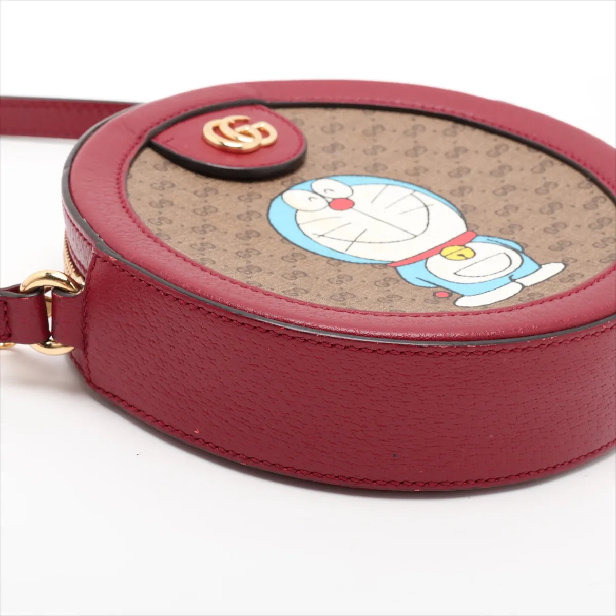 Doraemon x Gucci Mini GG Supreme 625216 PVC x Leather Shoulder Bag Brown x Red — view 4
