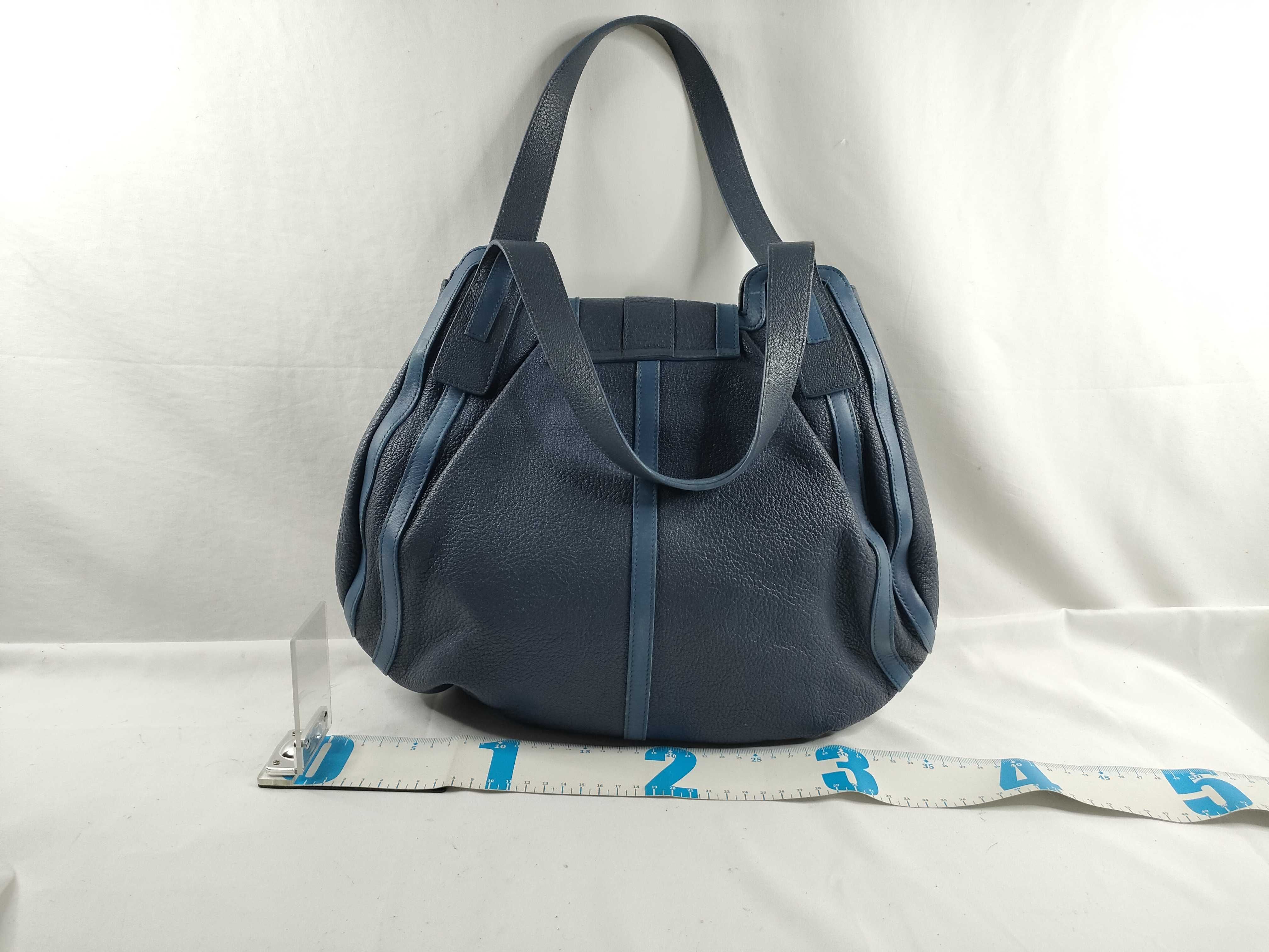 Bulgari Leather Circle Handbag Navy Handbag — view 2