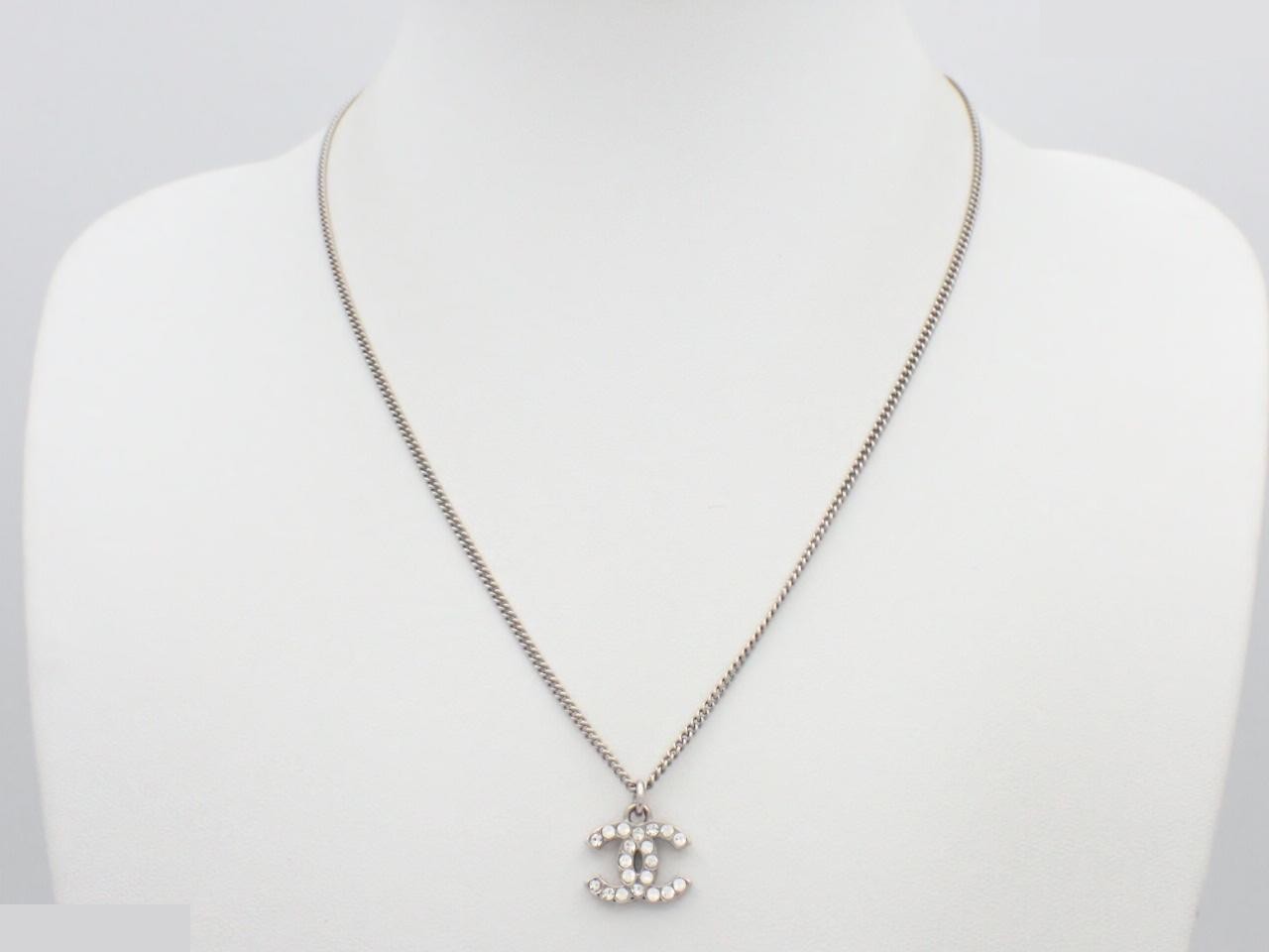 Necklace F12V Coco Mark Rhinestone Silver — view 3