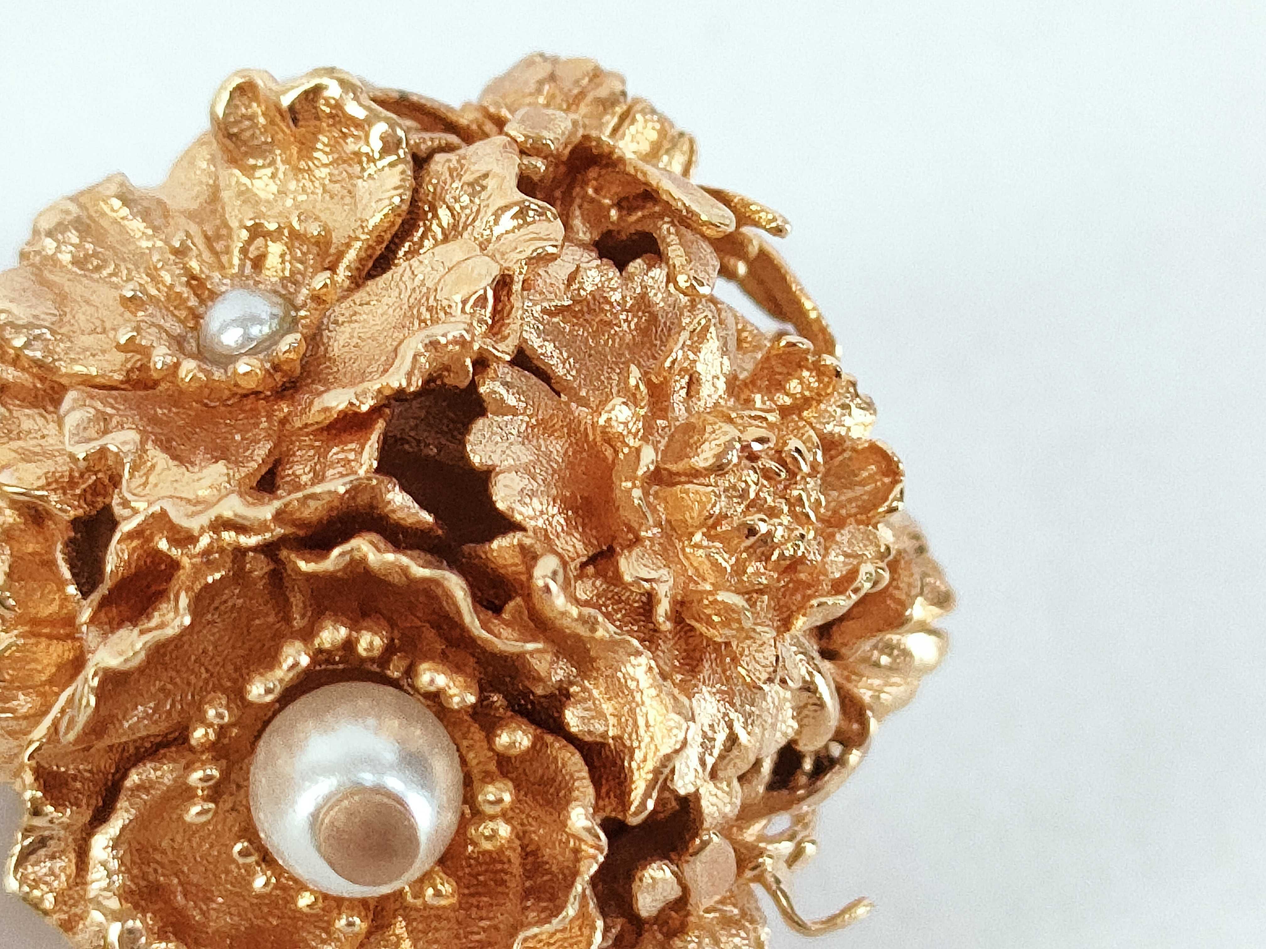 Tribal Flower Pearl Earrings — view 7