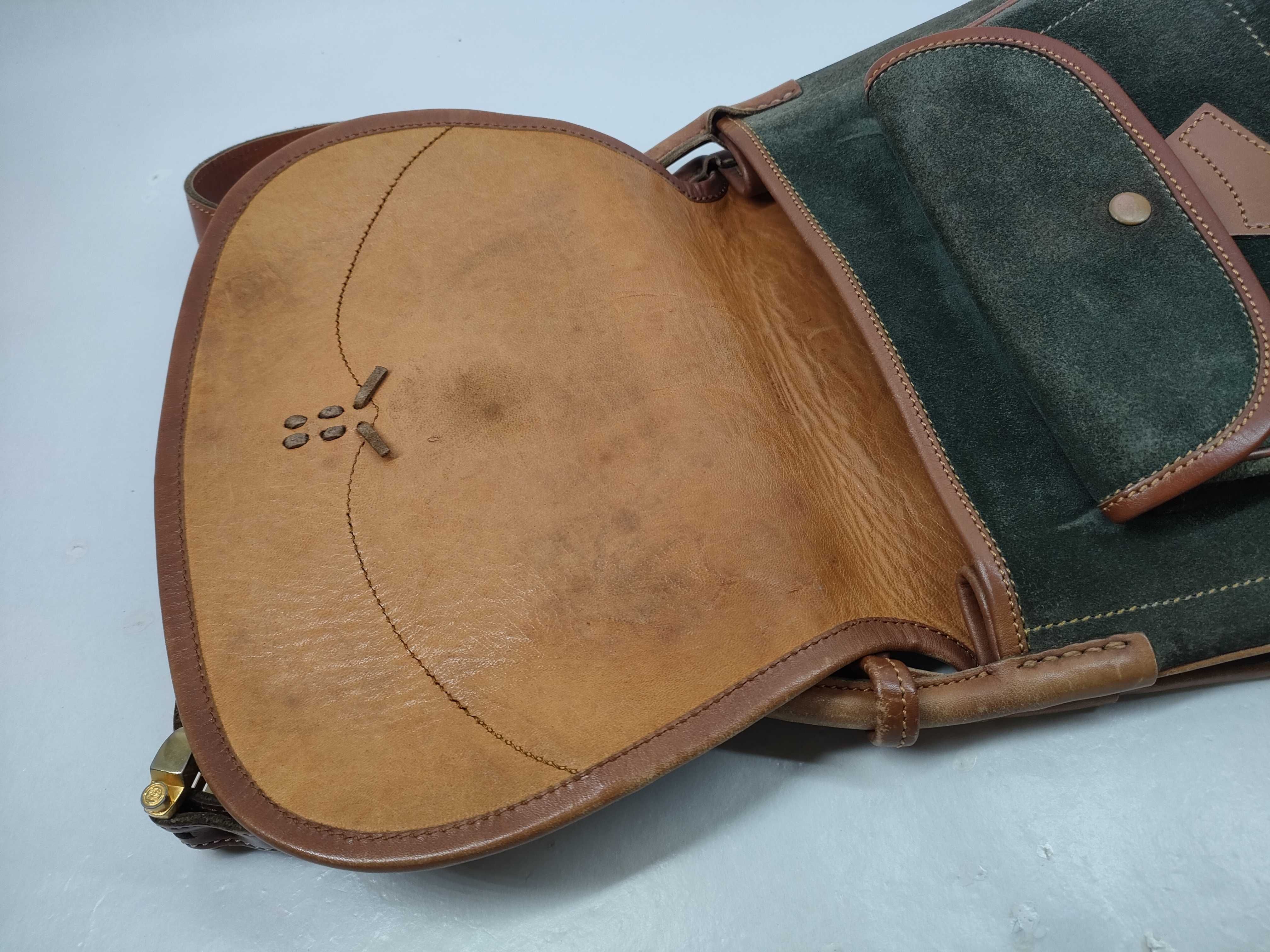 Suede x Leather Anagram Flap Shoulder Bag — view 9