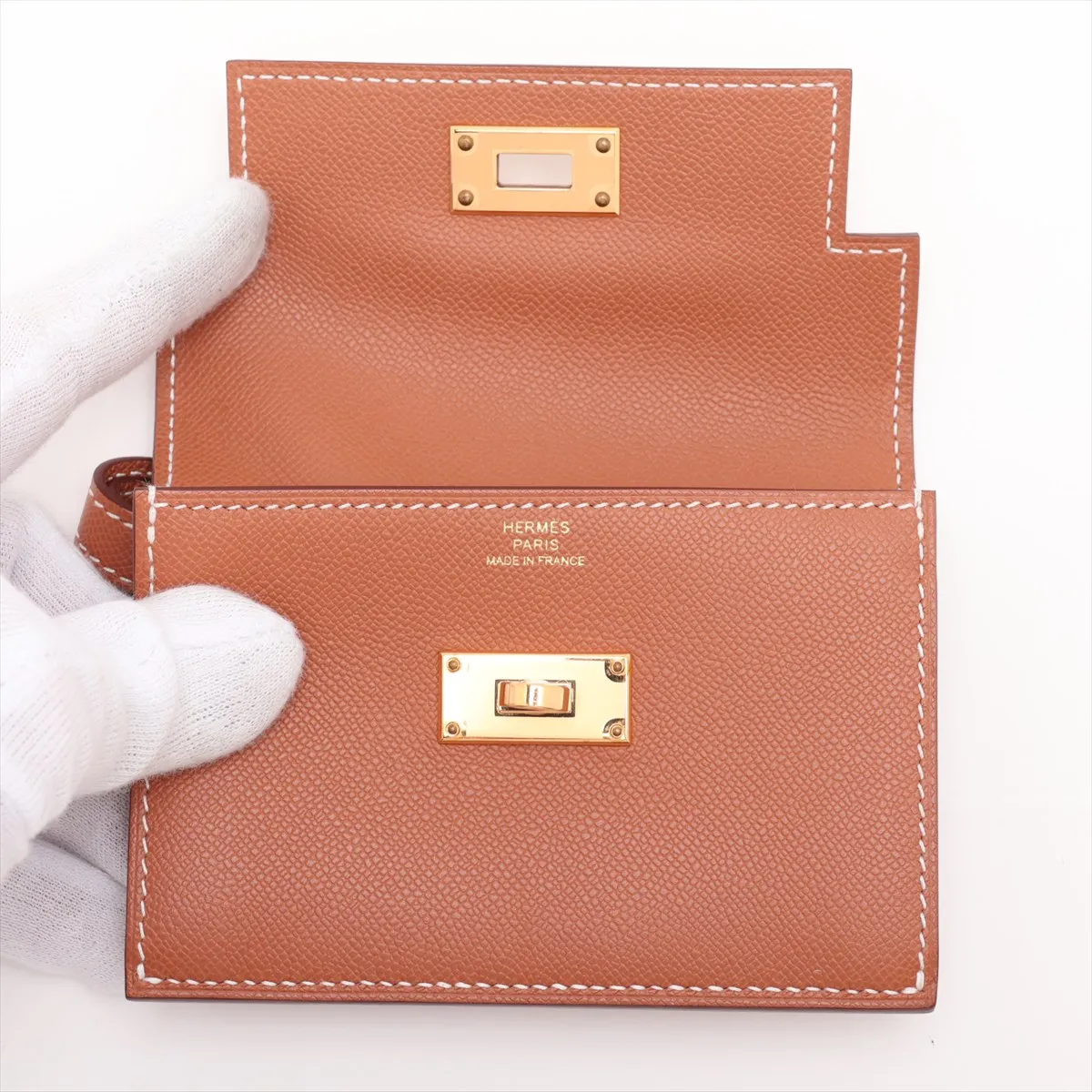 Kelly Pocket Slim Veau Madame Coin Case Gold Hardware B: 2023 — view 3
