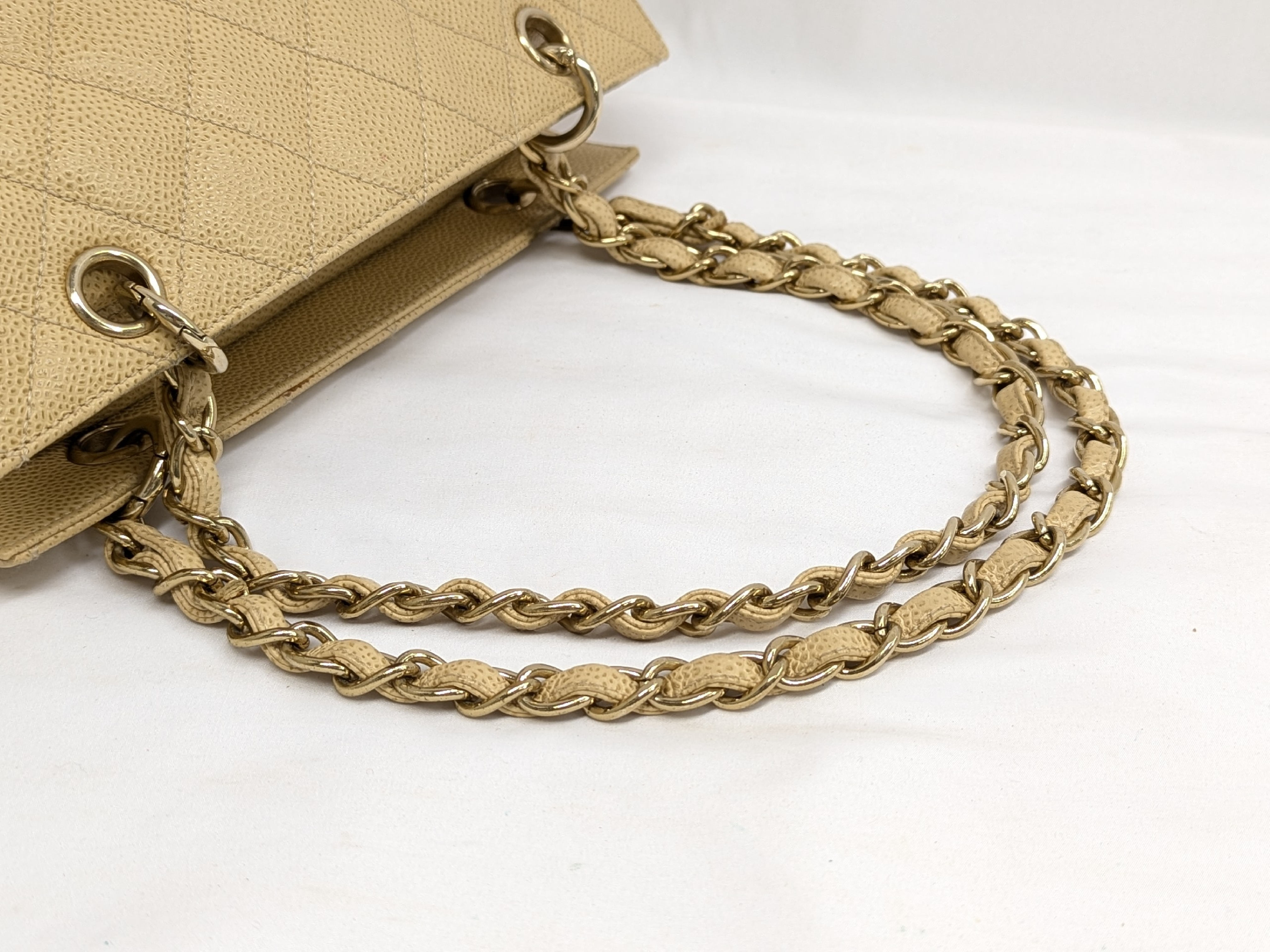 Caviar Skin PTT Chain Tote, Beige, Series 7 Handbag — view 6