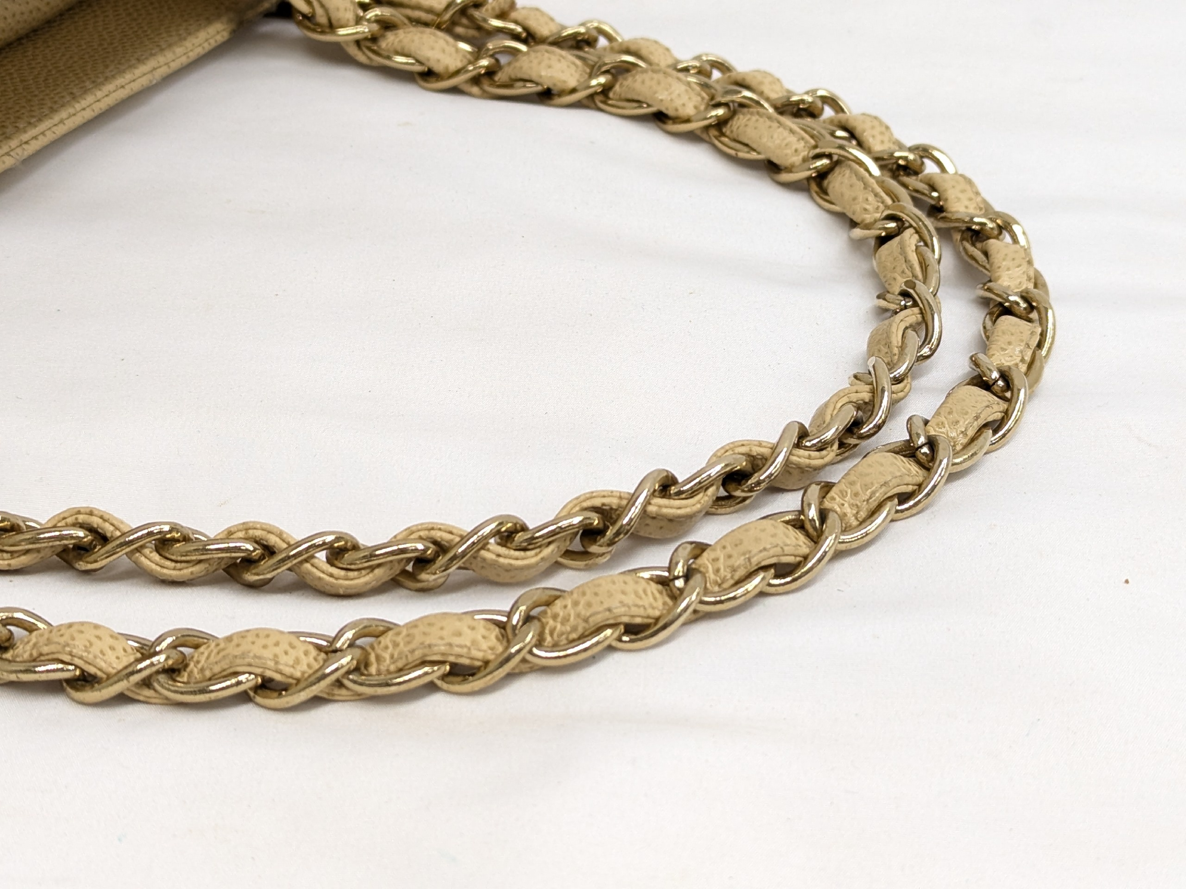 Caviar Skin PTT Chain Tote, Beige, Series 7 Handbag — view 7