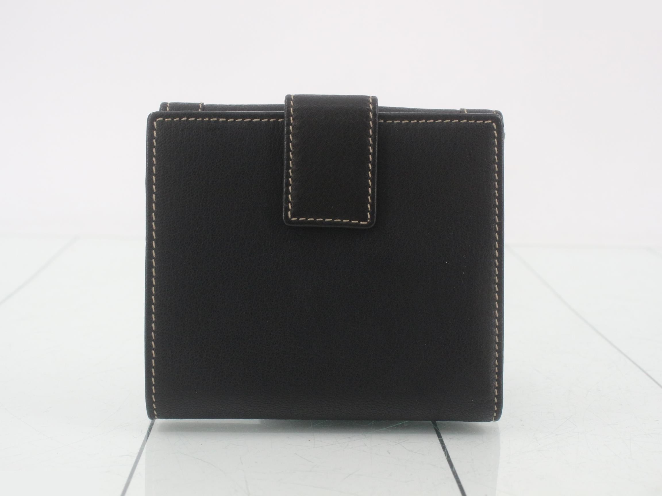 Bi-fold wallet, leather/black, gold hardware, box. — view 2