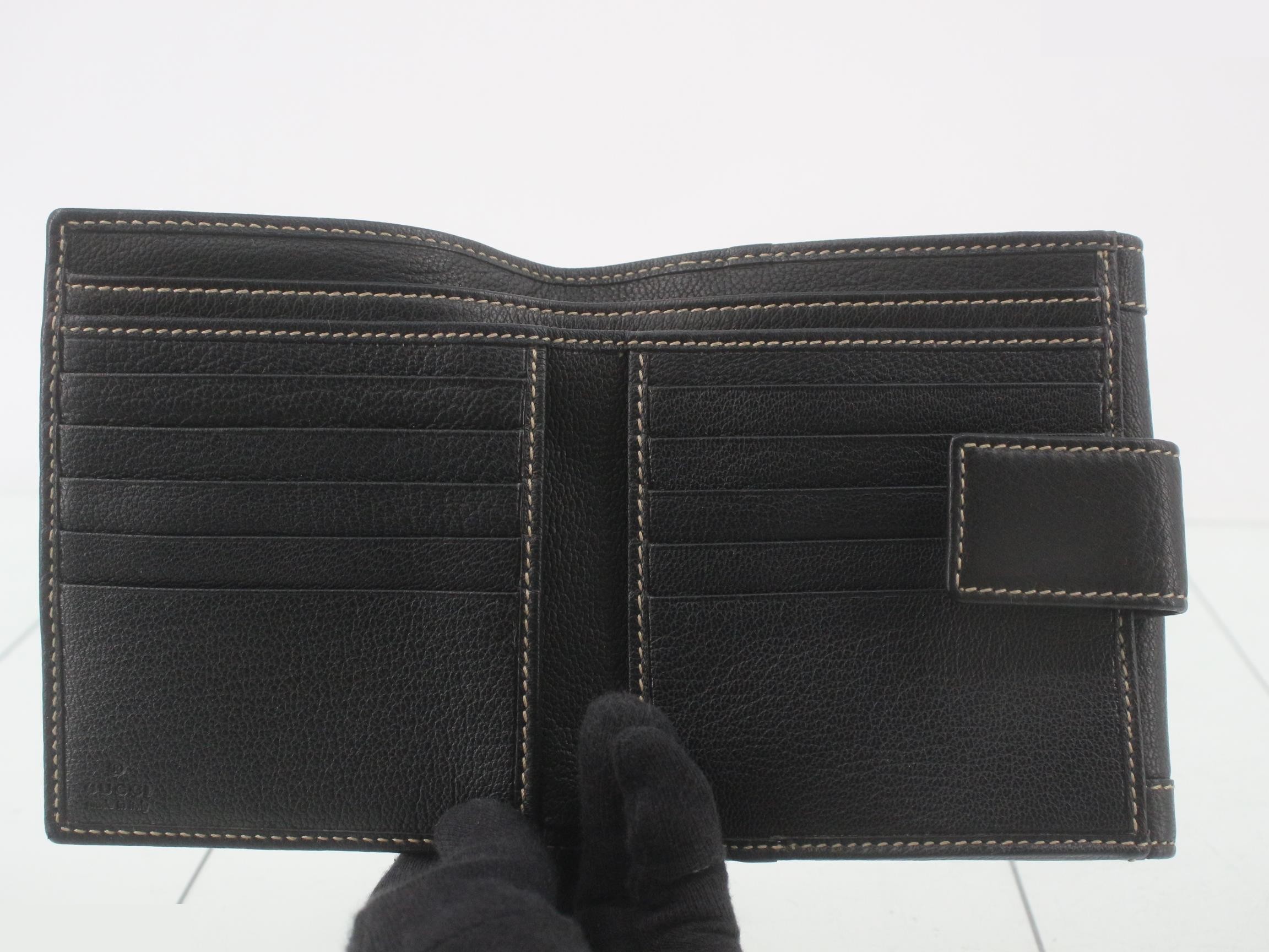 Bi-fold wallet, leather/black, gold hardware, box. — view 3