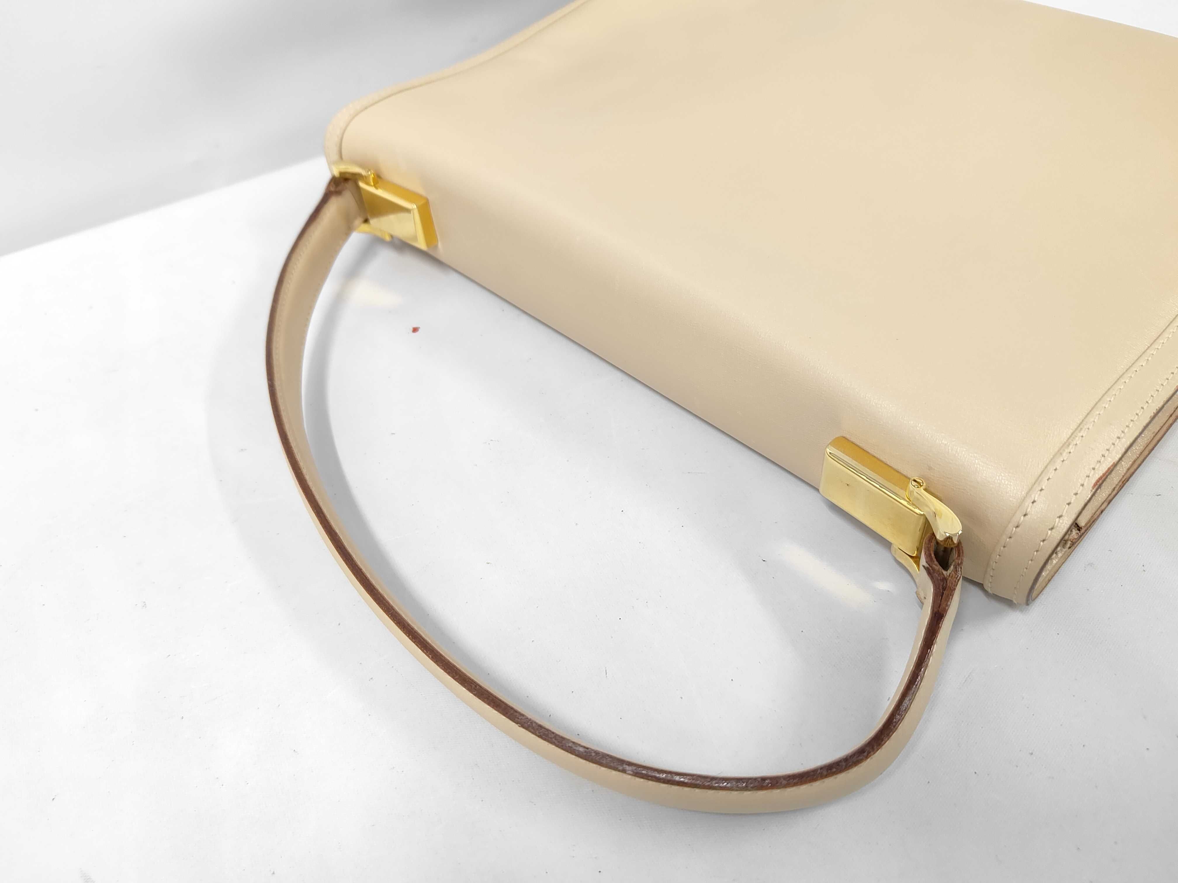 Old Gucci Leather Handbag, Beige — view 5
