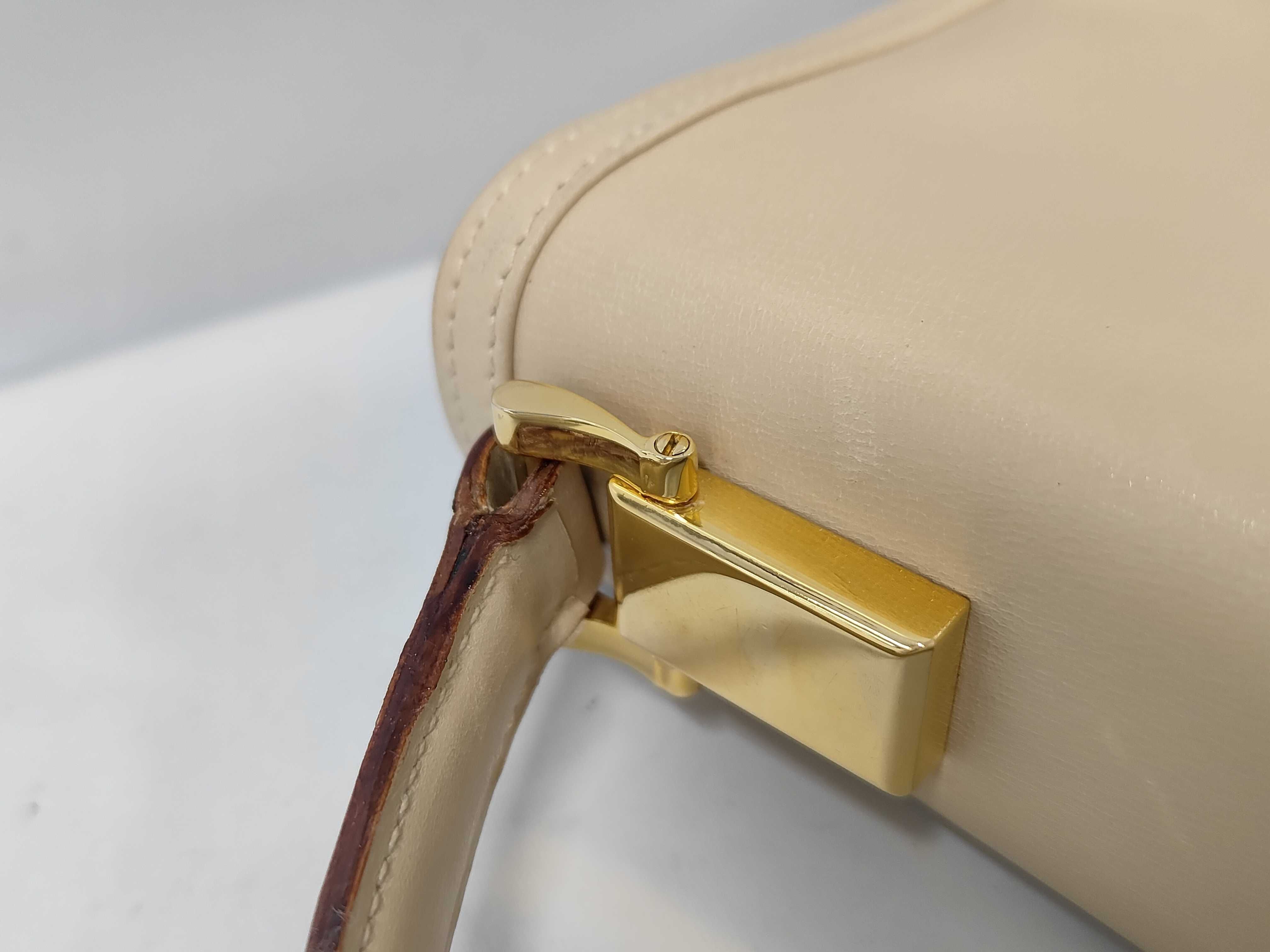 Old Gucci Leather Handbag, Beige — view 6