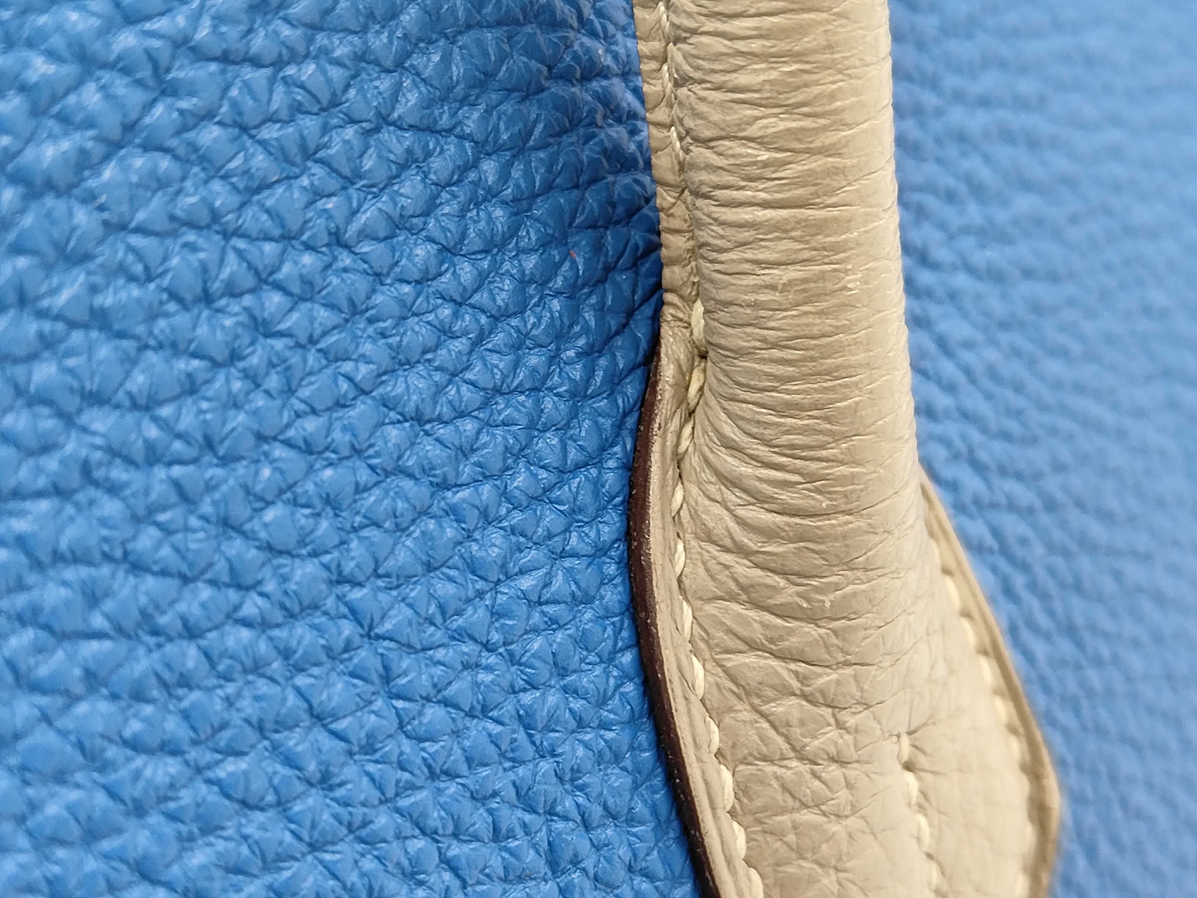 Birkin 35 Personal, O stamp, Togo leather, Blue/Gray handbag — view 3