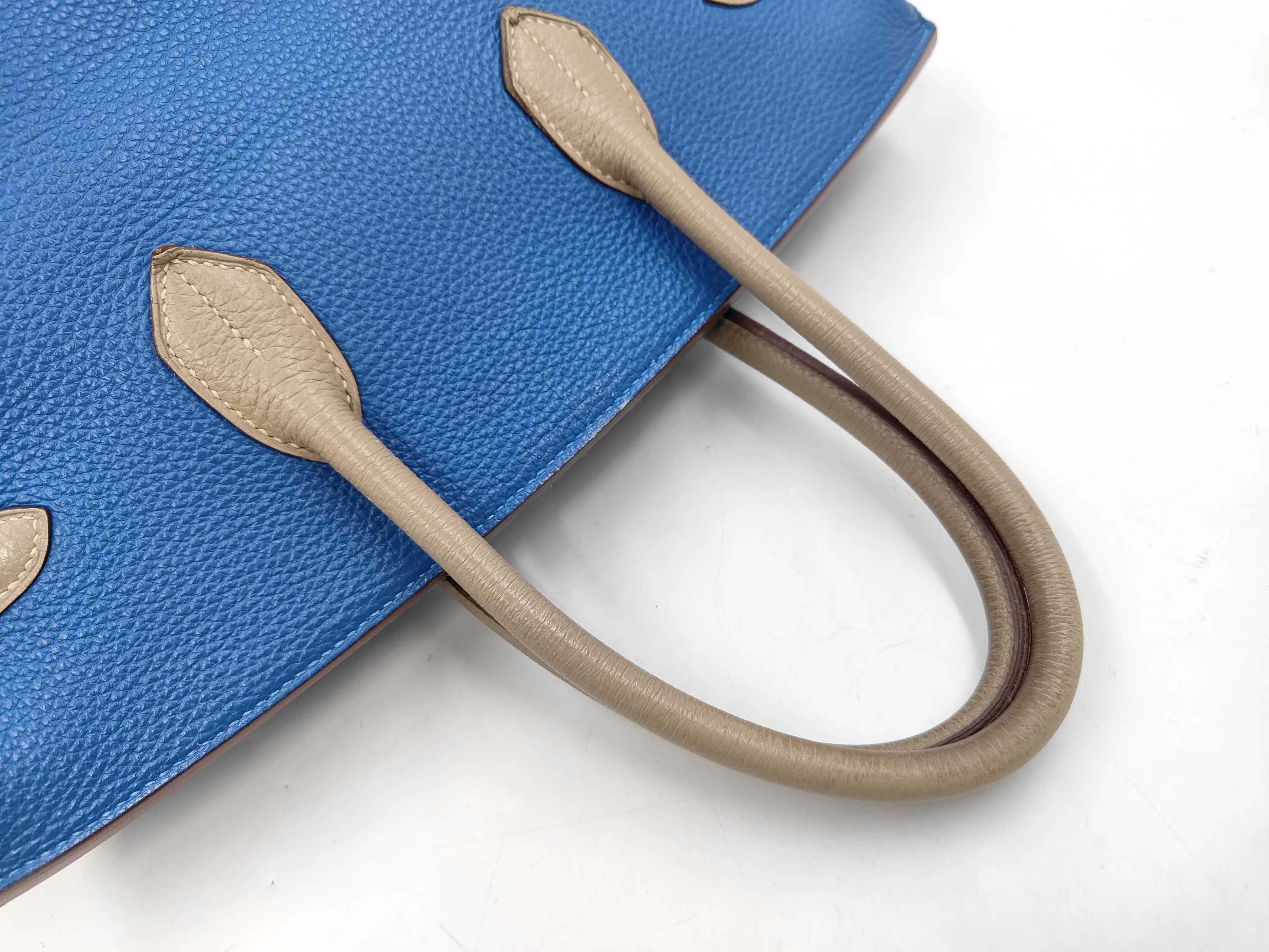 Birkin 35 Personal, O stamp, Togo leather, Blue/Gray handbag — view 4