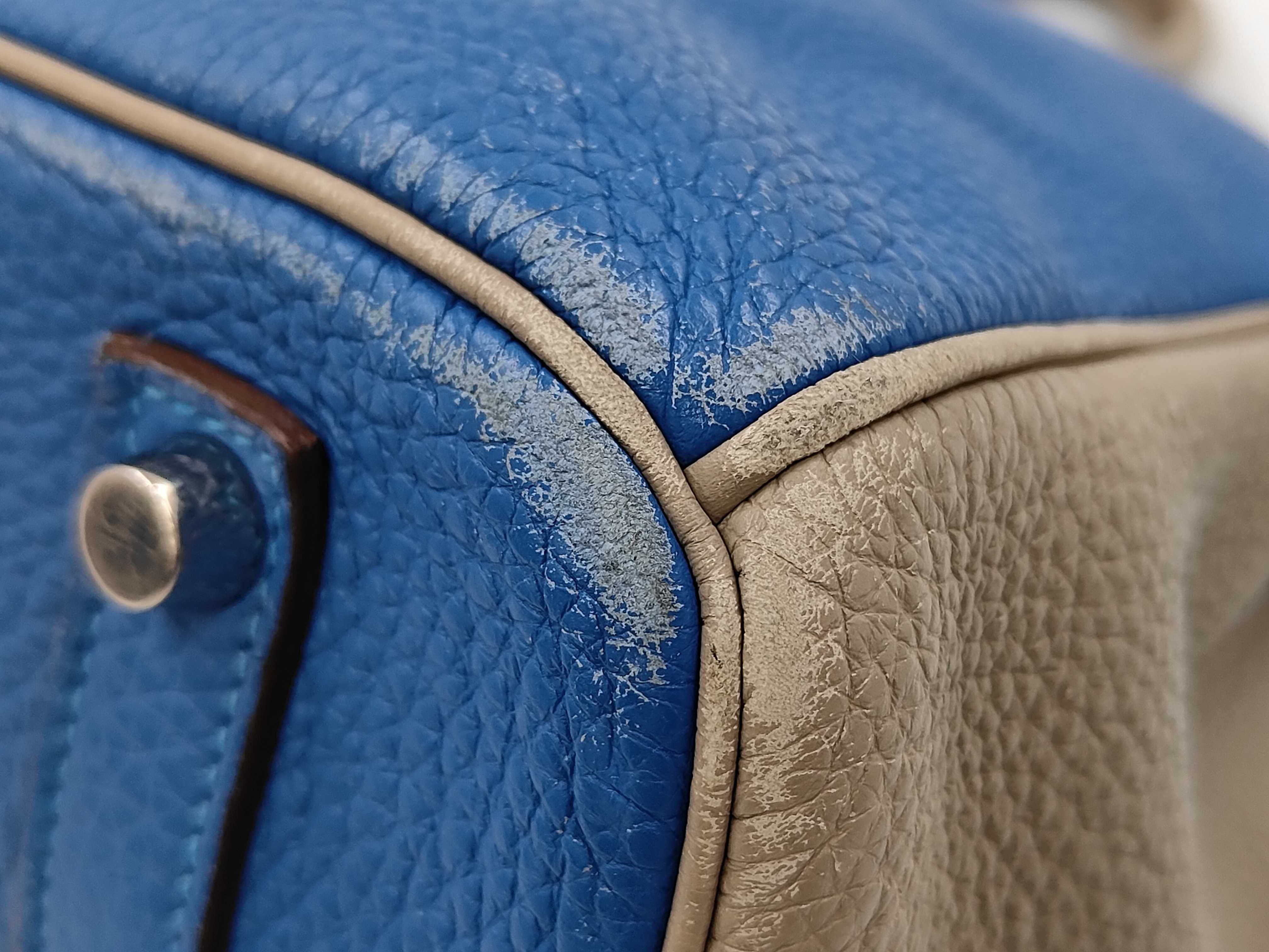 Birkin 35 Personal, O stamp, Togo leather, Blue/Gray handbag — view 6
