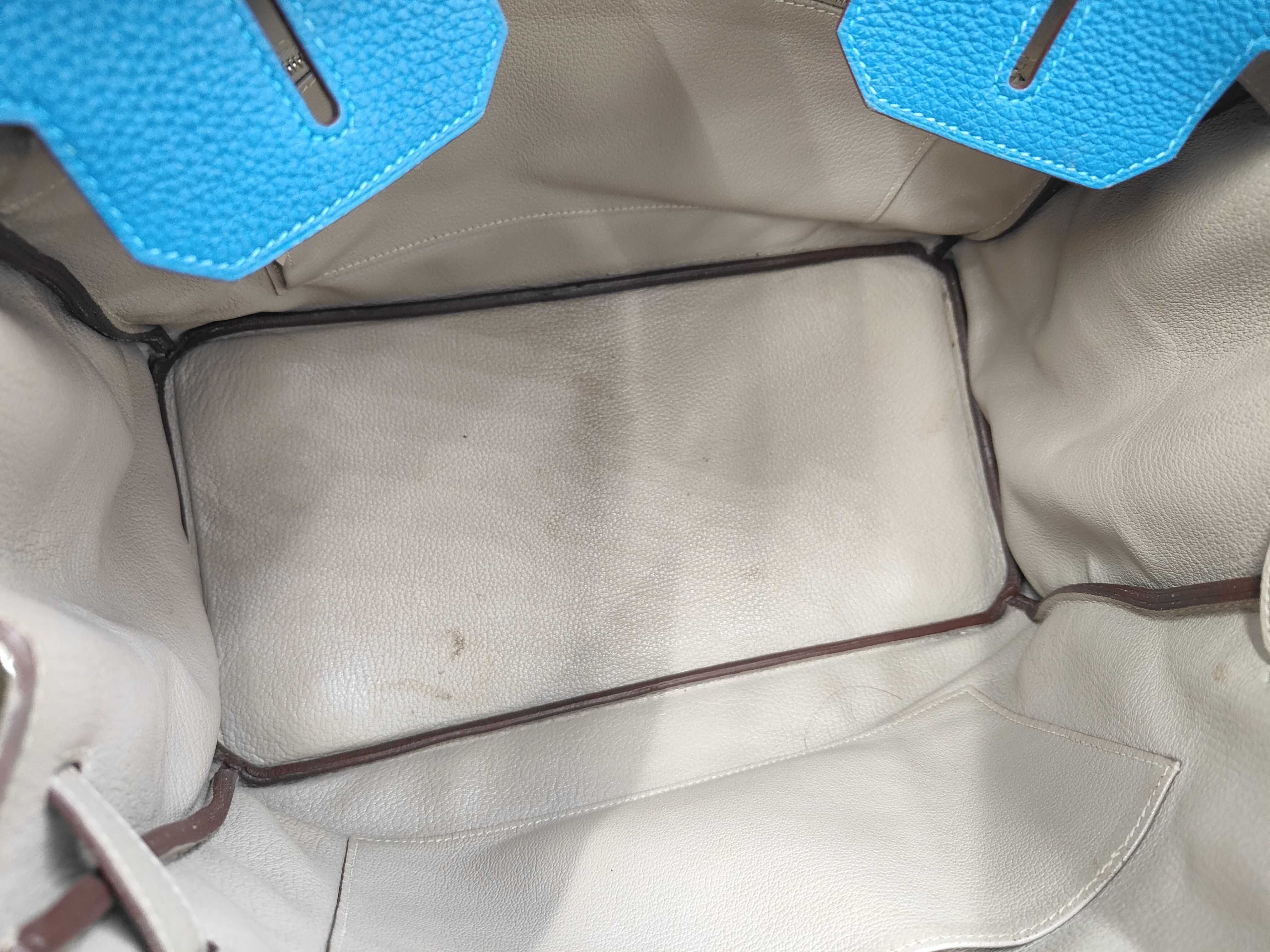 Birkin 35 Personal, O stamp, Togo leather, Blue/Gray handbag — view 10