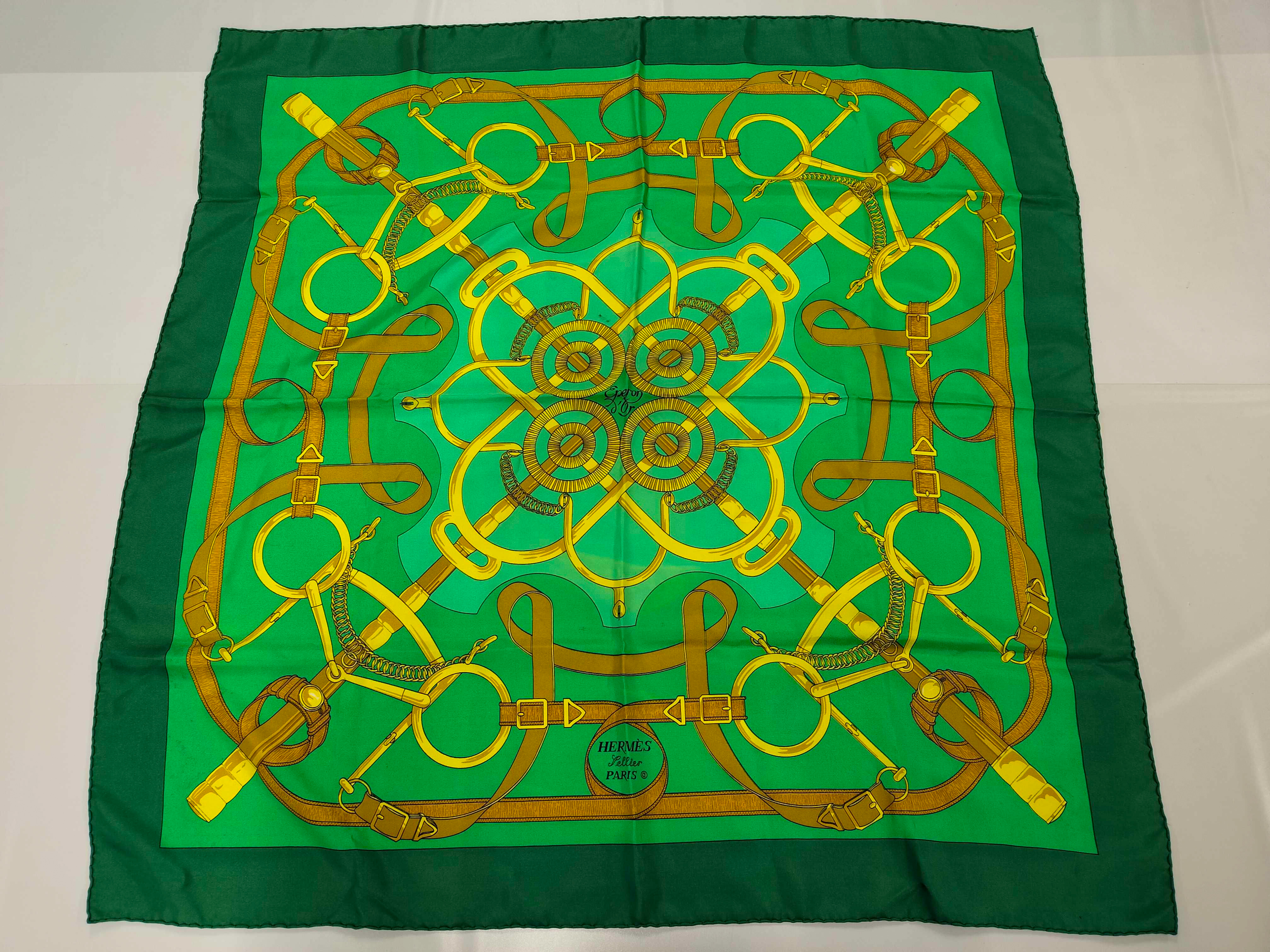 Carre 90 EPERON DOR Apron d'Or Henri d'Orgy Silk Green Other Accessories