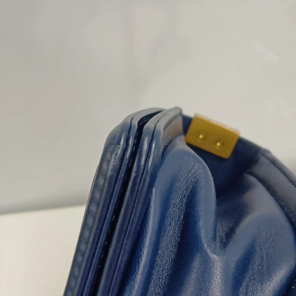 Boy Chanel 20 Small Lambskin Chain Shoulder Bag, Navy with Gold Hardware, 24752990, Serial Number 24, A67085 — view 13