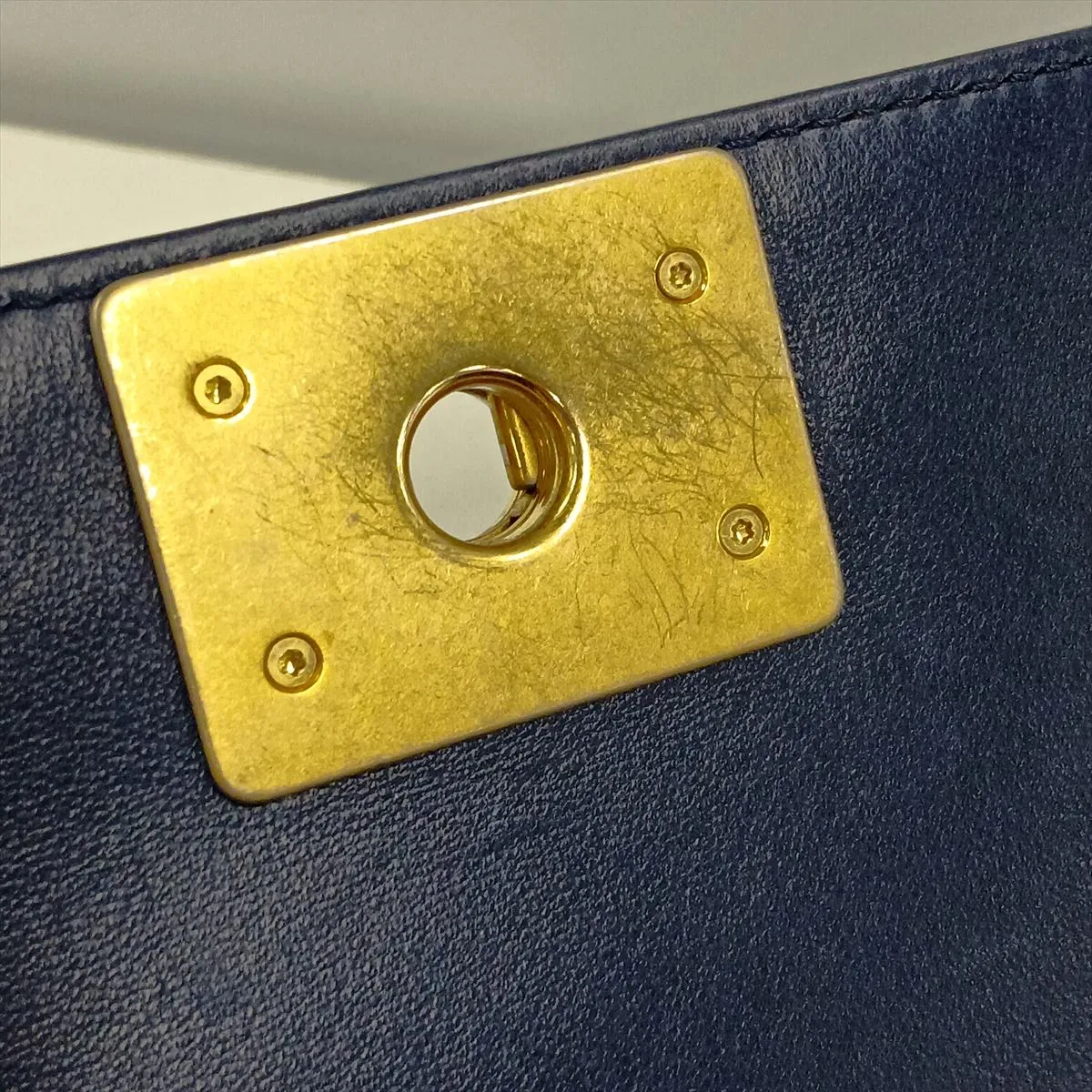 Boy Chanel 20 Small Lambskin Chain Shoulder Bag, Navy with Gold Hardware, 24752990, Serial Number 24, A67085 — view 9