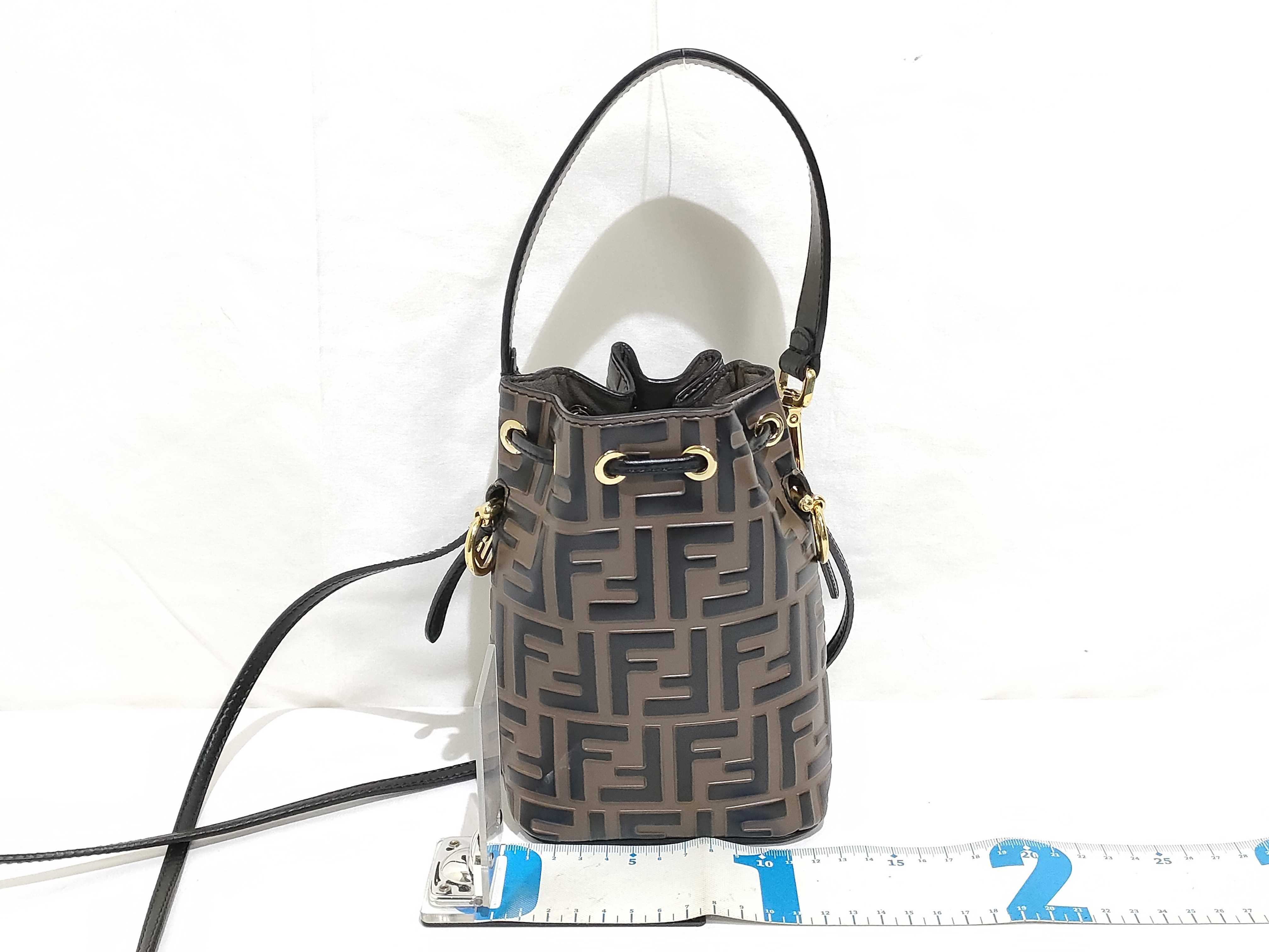 Zucca Pattern Fendi Zucca Montresor Mini Leather 2-Way Handbag Brown x Black 8BS010 Handbag — view 2