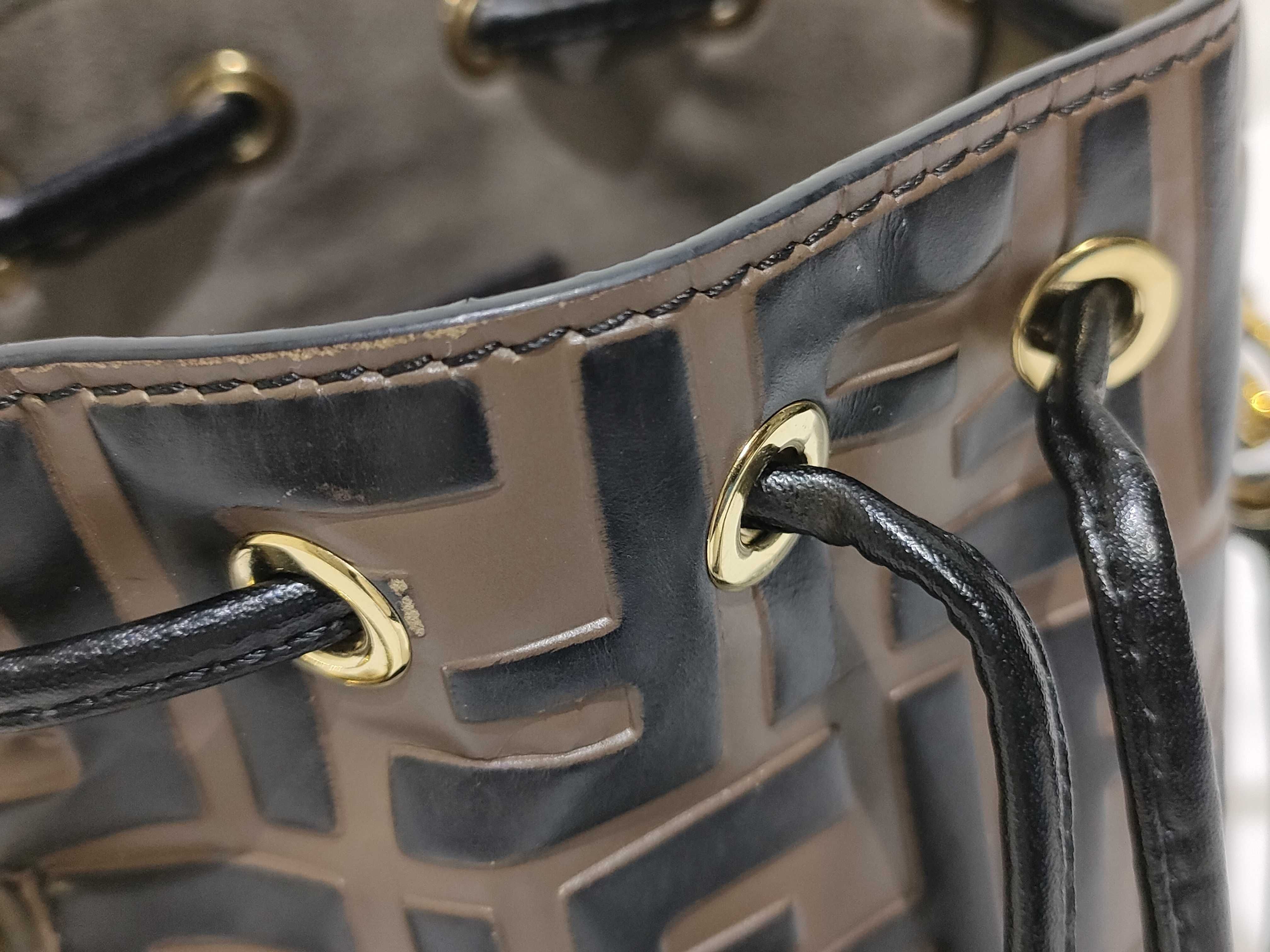 Zucca Pattern Fendi Zucca Montresor Mini Leather 2-Way Handbag Brown x Black 8BS010 Handbag — view 11