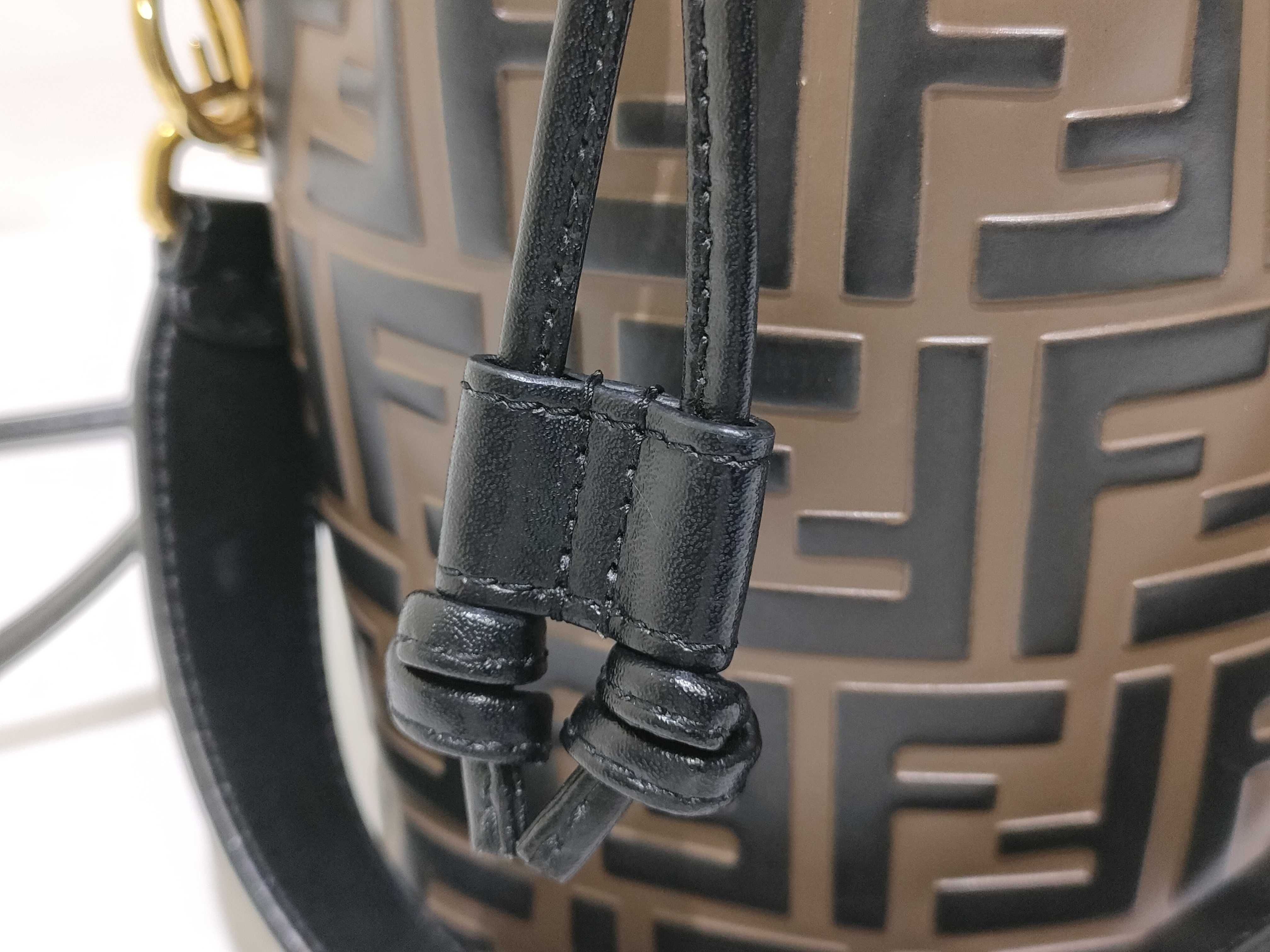 Zucca Pattern Fendi Zucca Montresor Mini Leather 2-Way Handbag Brown x Black 8BS010 Handbag — view 12