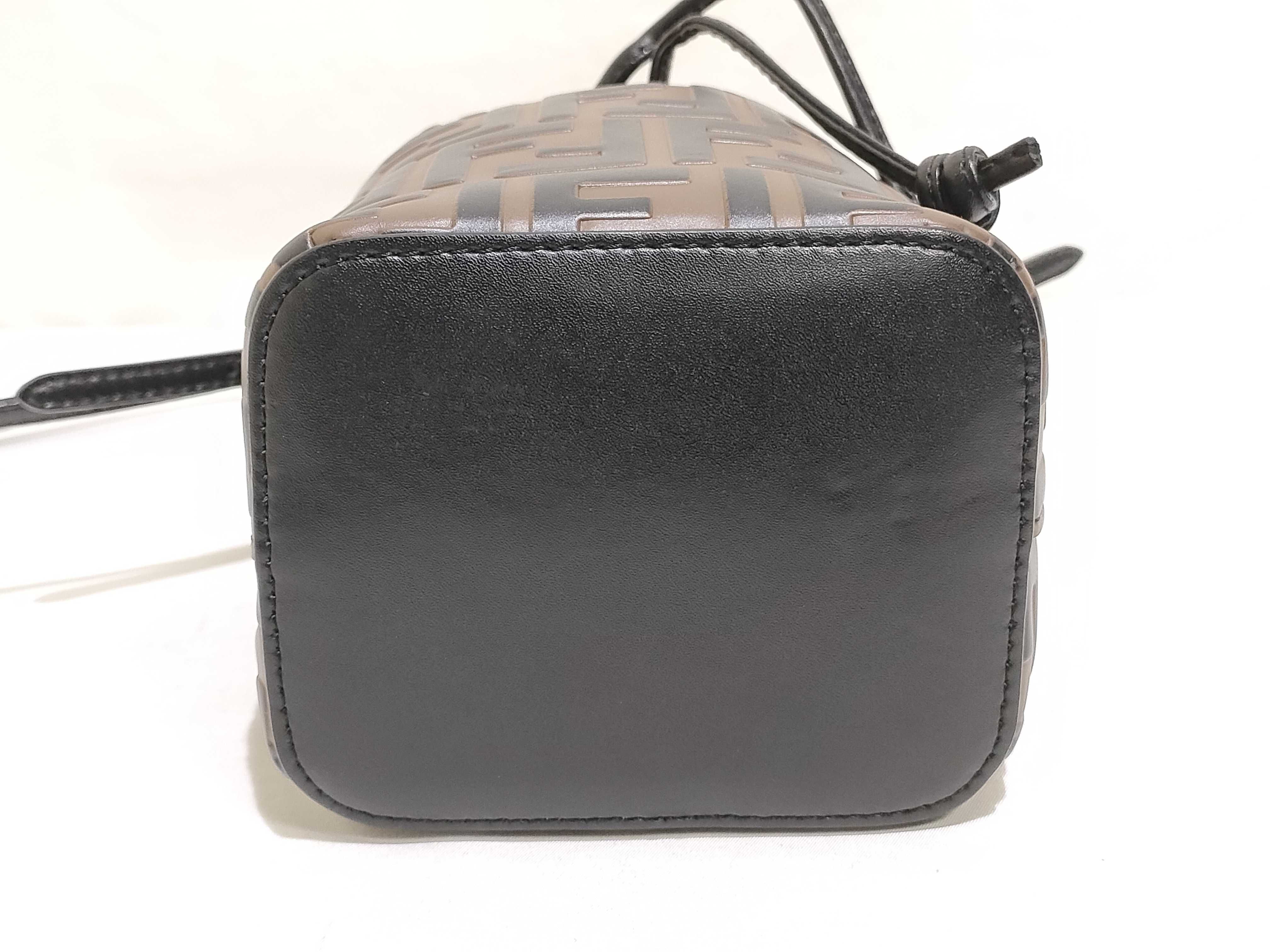 Zucca Pattern Fendi Zucca Montresor Mini Leather 2-Way Handbag Brown x Black 8BS010 Handbag — view 7