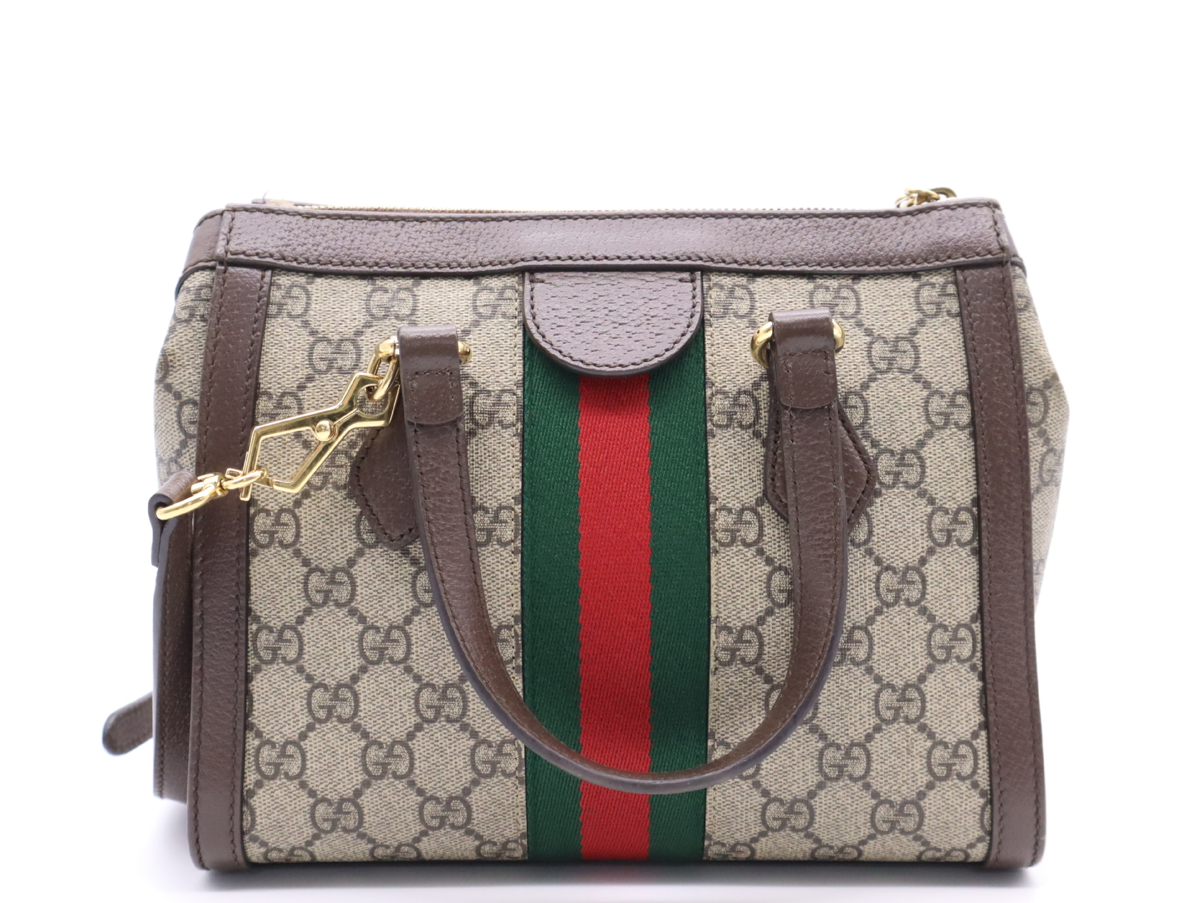 347551 Canvas x Leather GG Supreme Sherry Line Handbag Brown Gold Hardware with Shoulder Strap — view 2