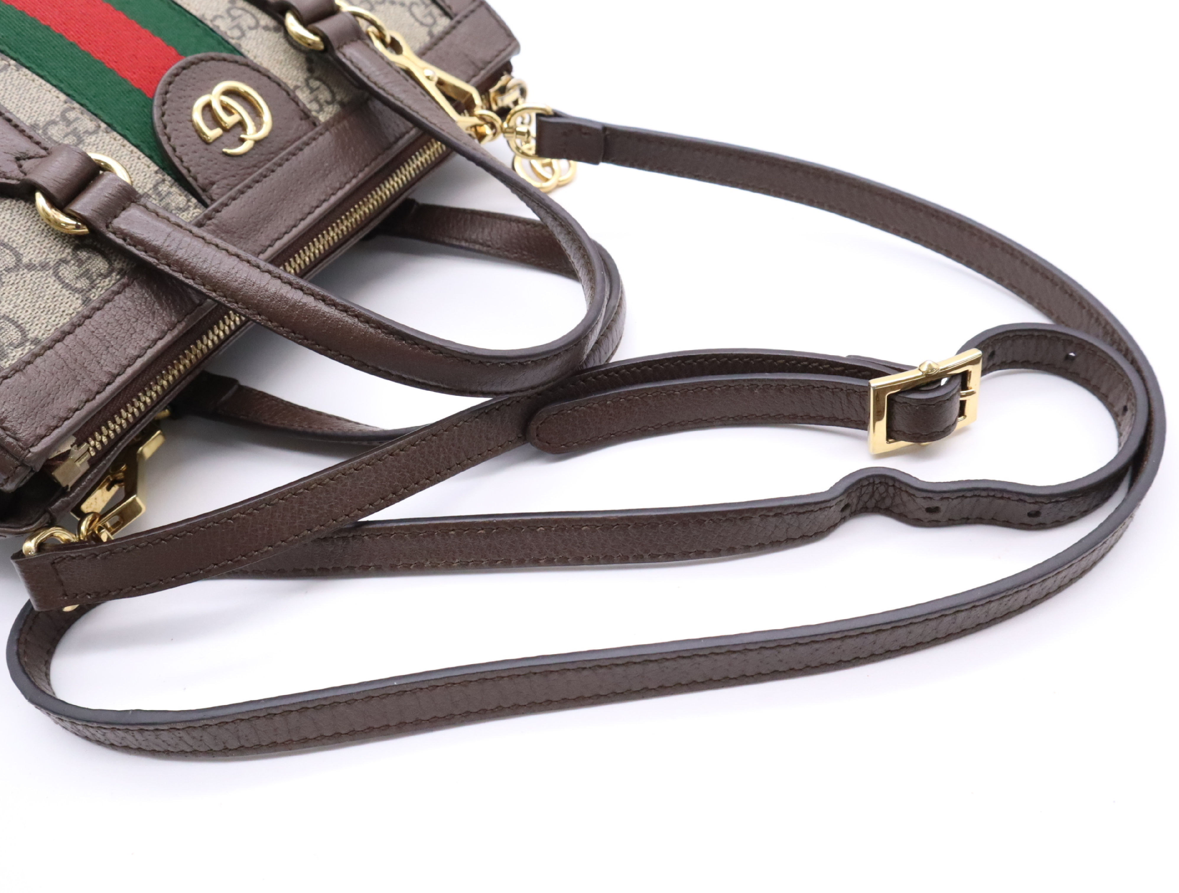 347551 Canvas x Leather GG Supreme Sherry Line Handbag Brown Gold Hardware with Shoulder Strap — view 12