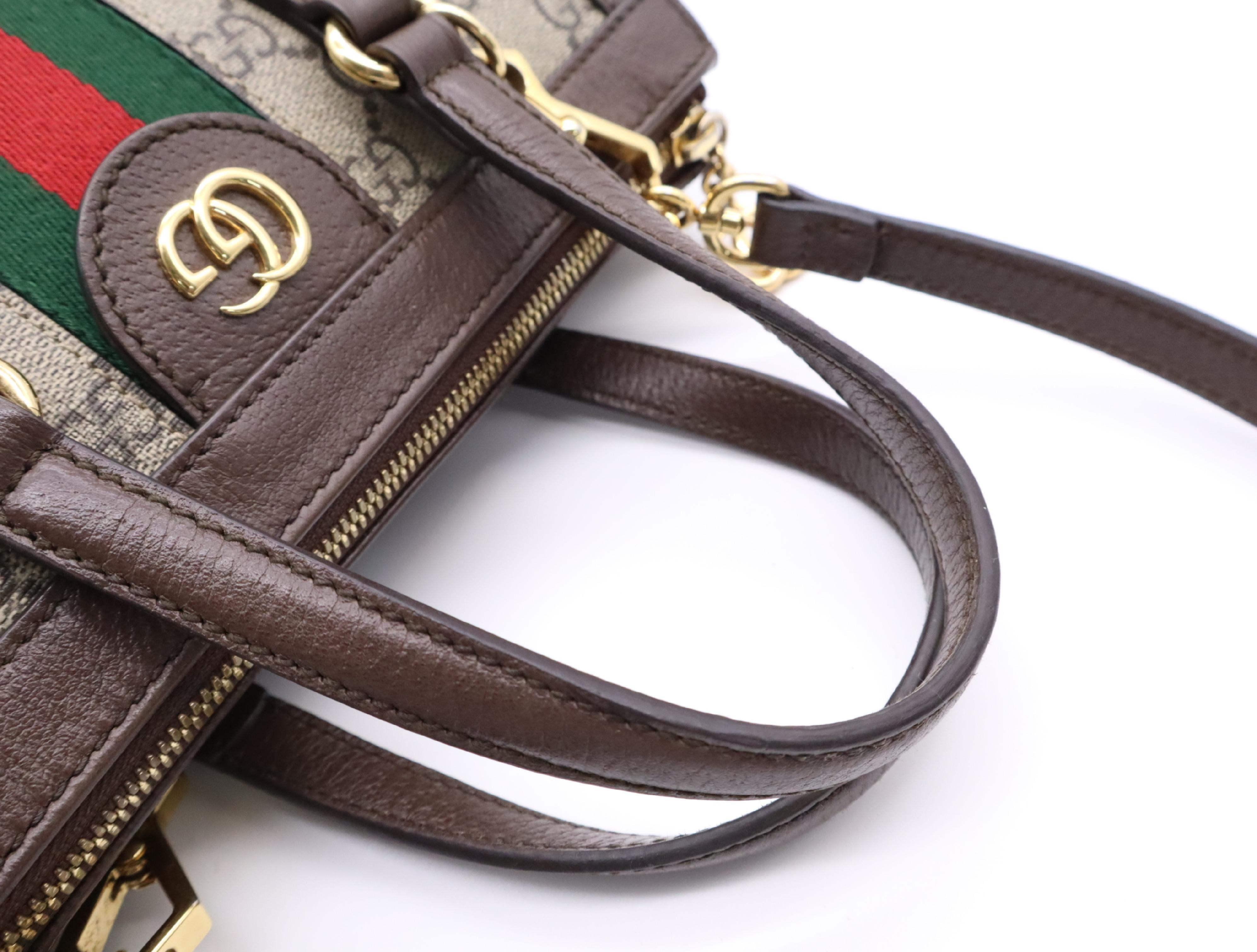 347551 Canvas x Leather GG Supreme Sherry Line Handbag Brown Gold Hardware with Shoulder Strap — view 13