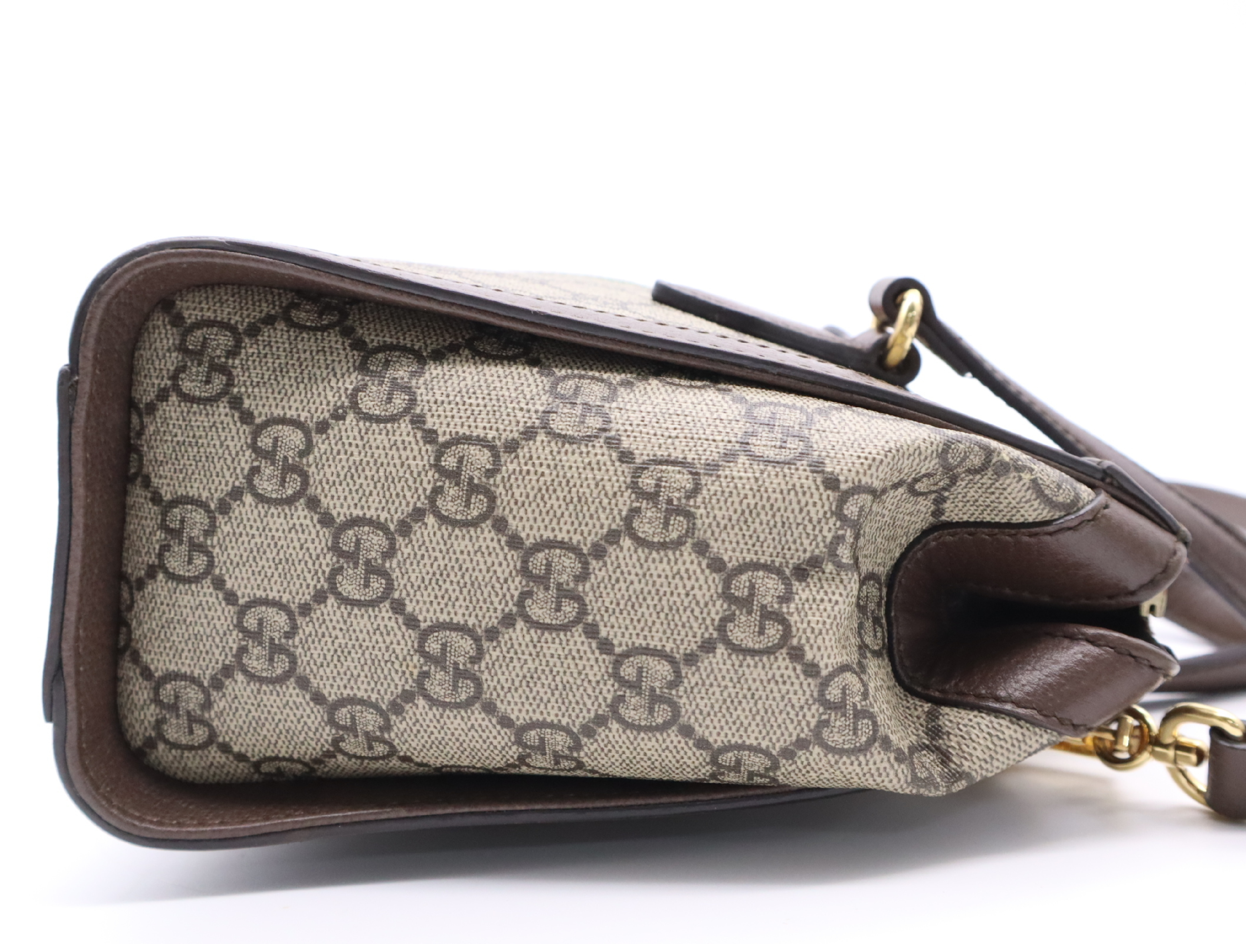 347551 Canvas x Leather GG Supreme Sherry Line Handbag Brown Gold Hardware with Shoulder Strap — view 5