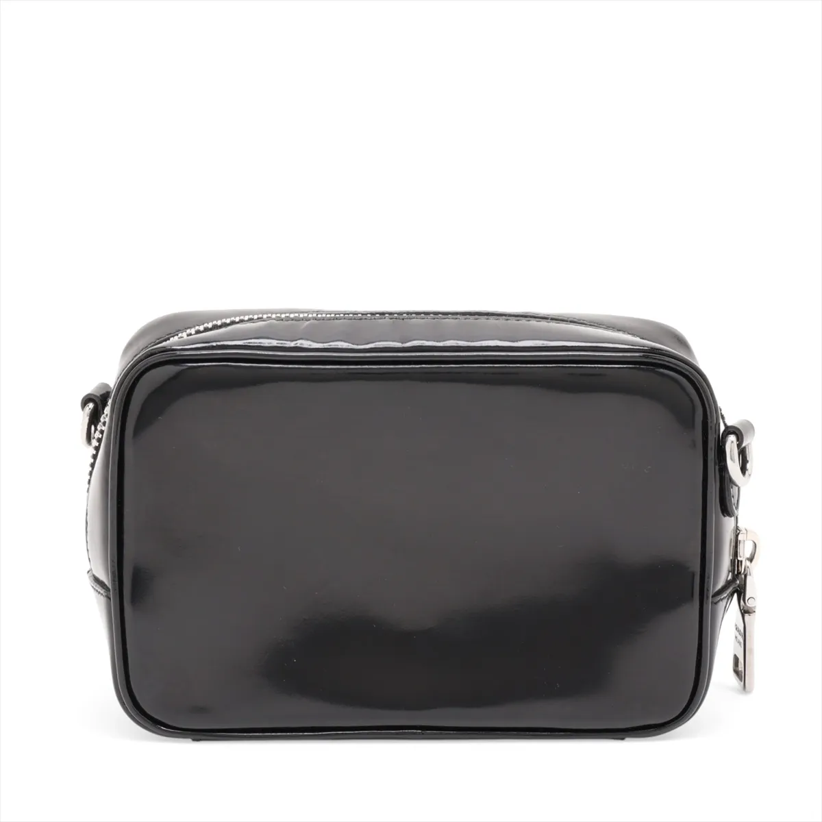 patent leather shoulder bag, black — view 2