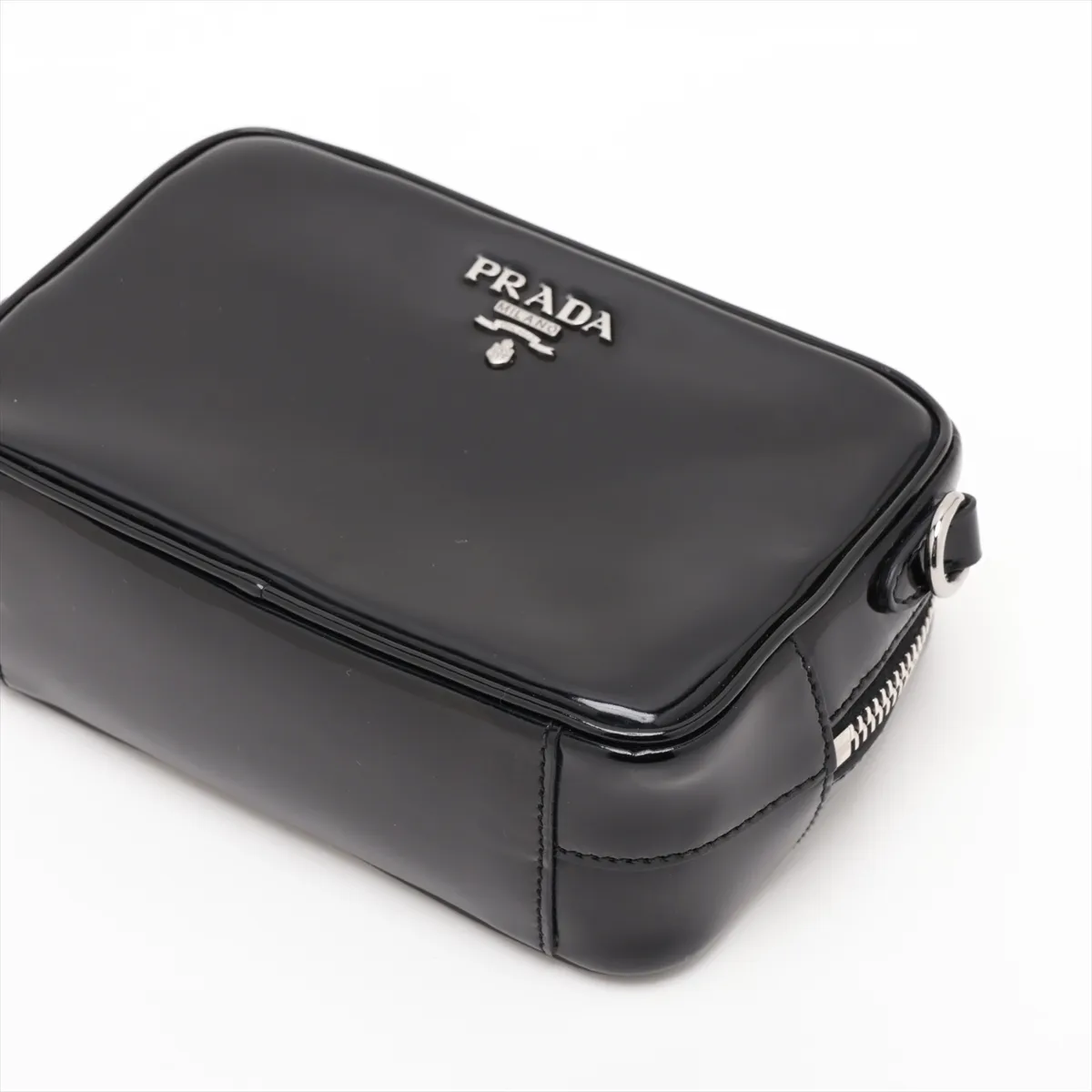 patent leather shoulder bag, black — view 3