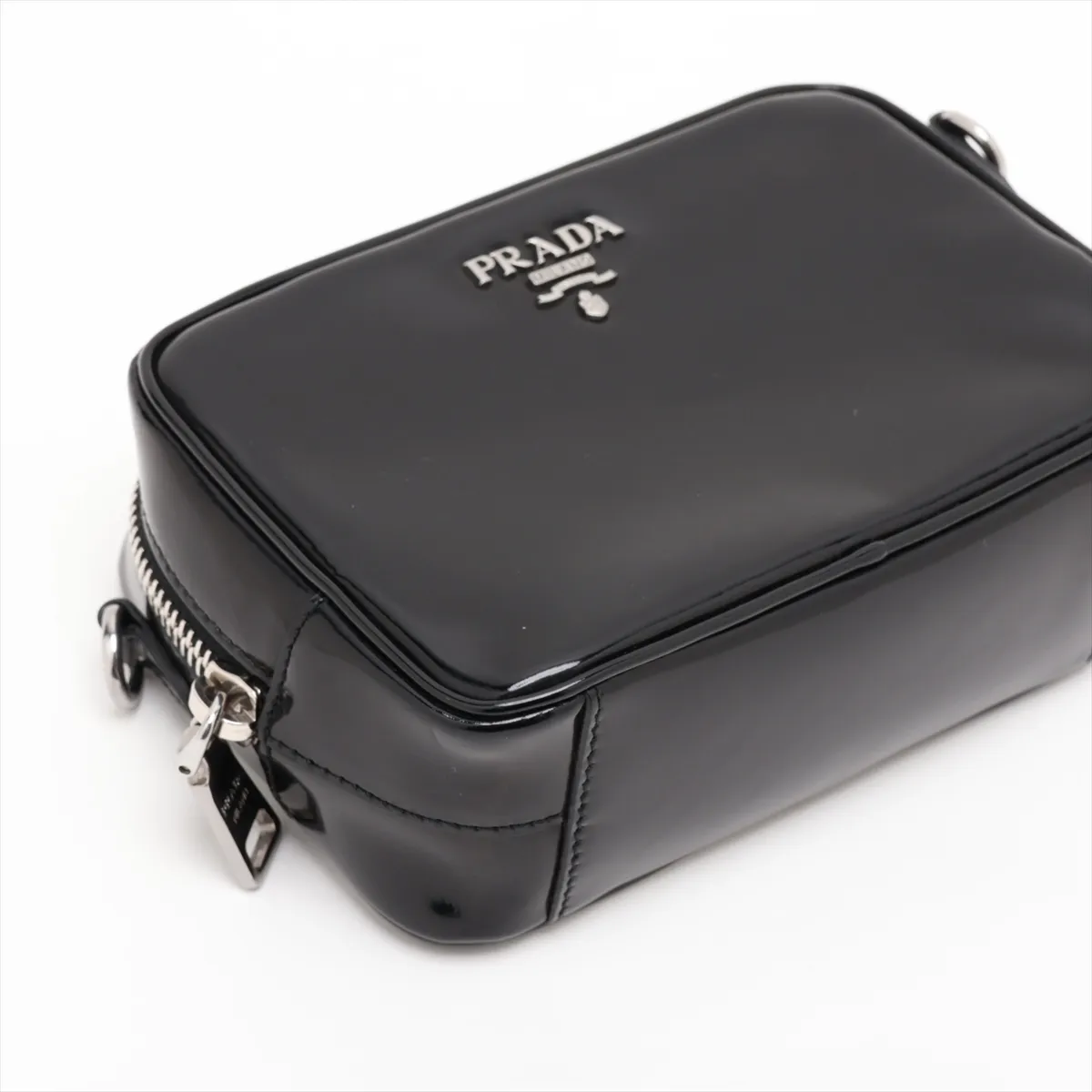 patent leather shoulder bag, black — view 4