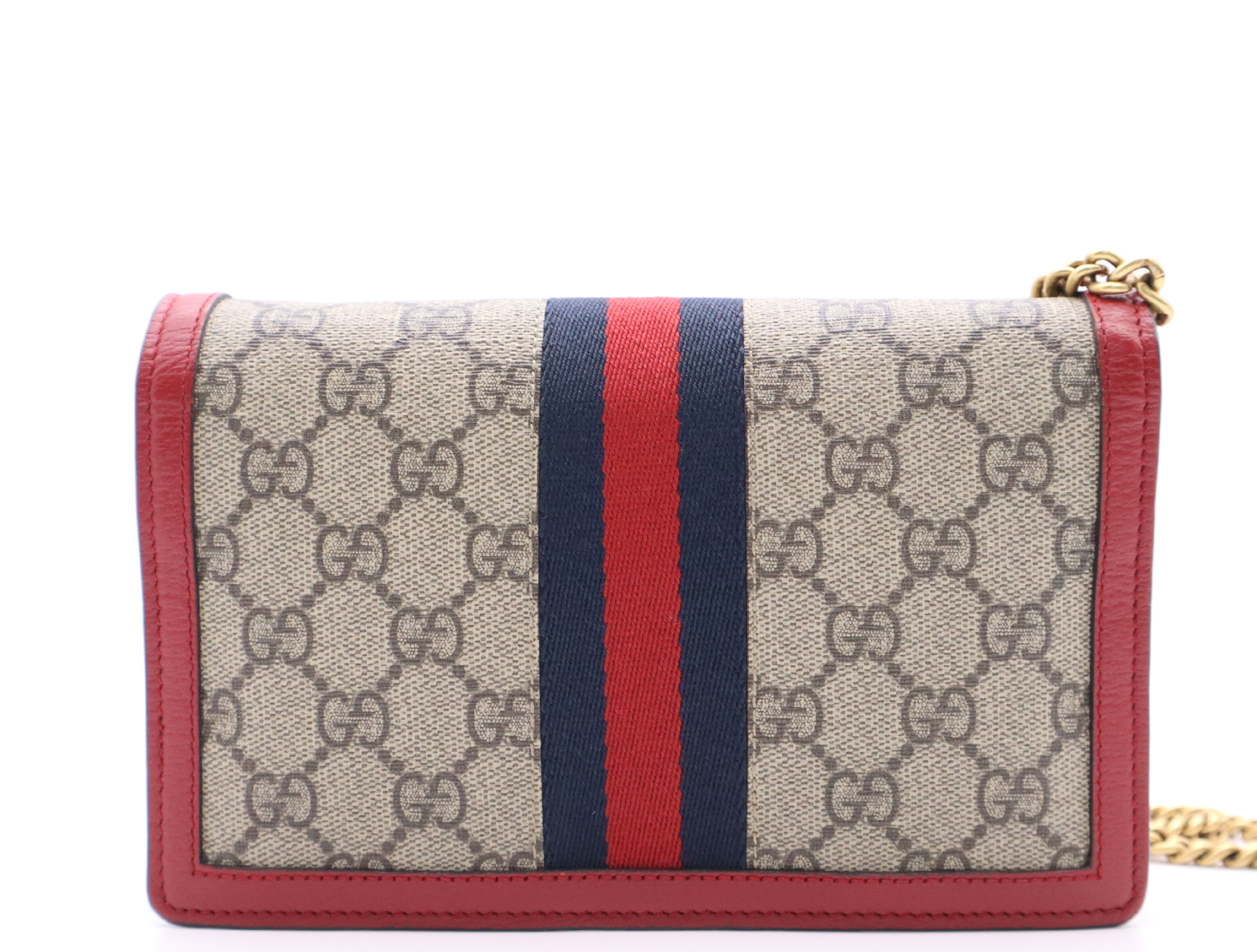 476079 GG Supreme Queen Margaret Bee Chain Wallet Red Beige Shoulder Bag — view 2