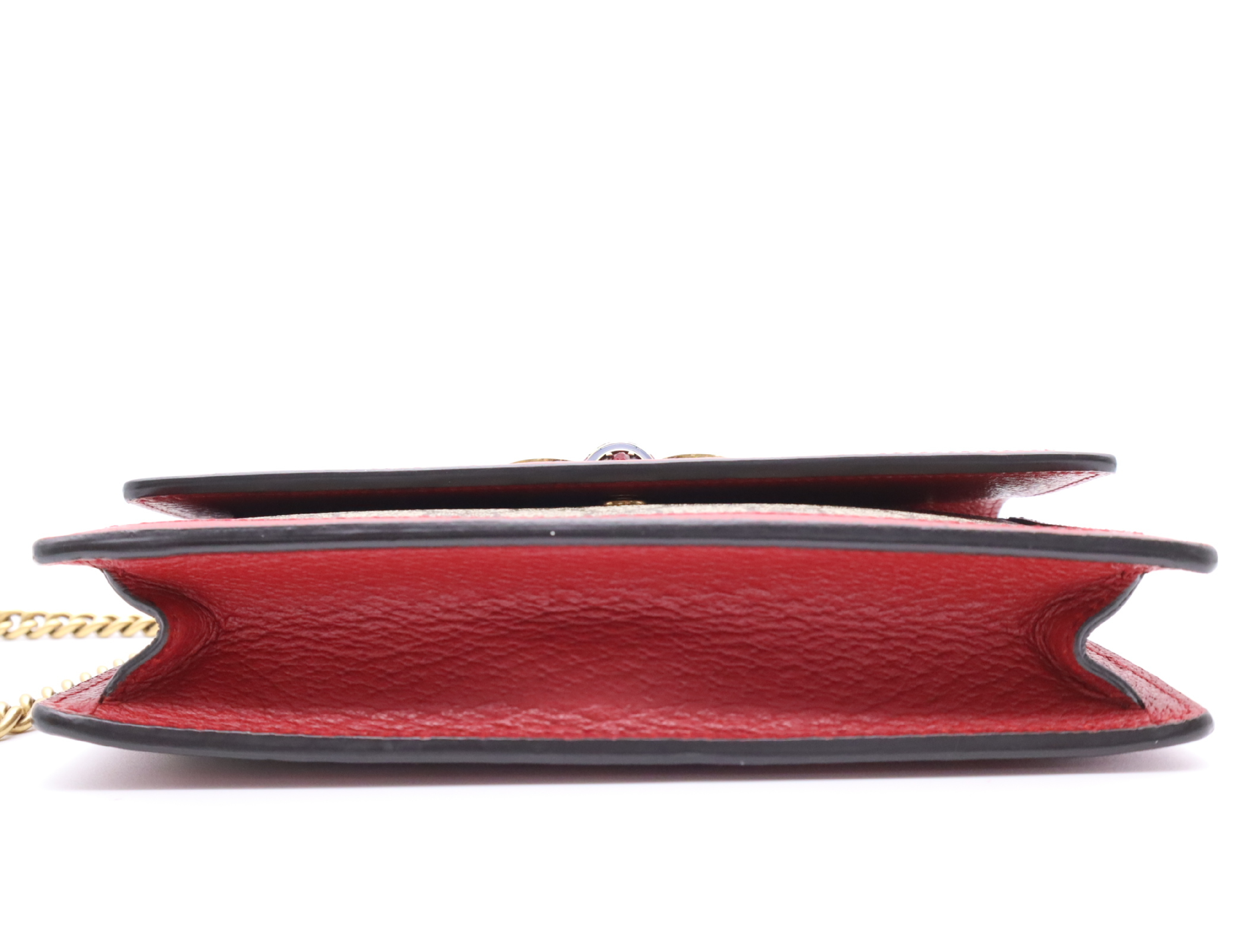 476079 GG Supreme Queen Margaret Bee Chain Wallet Red Beige Shoulder Bag — view 4
