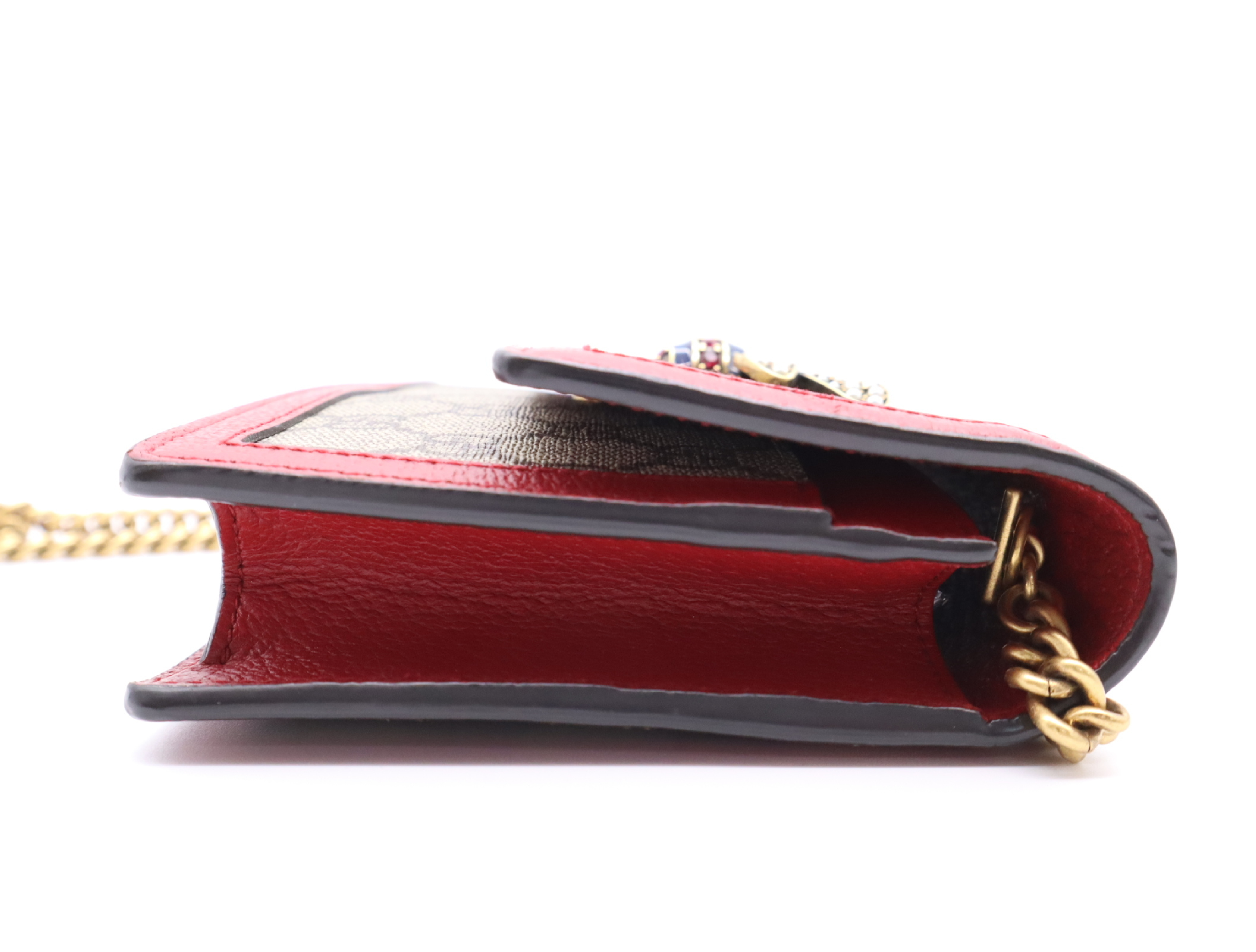 476079 GG Supreme Queen Margaret Bee Chain Wallet Red Beige Shoulder Bag — view 5