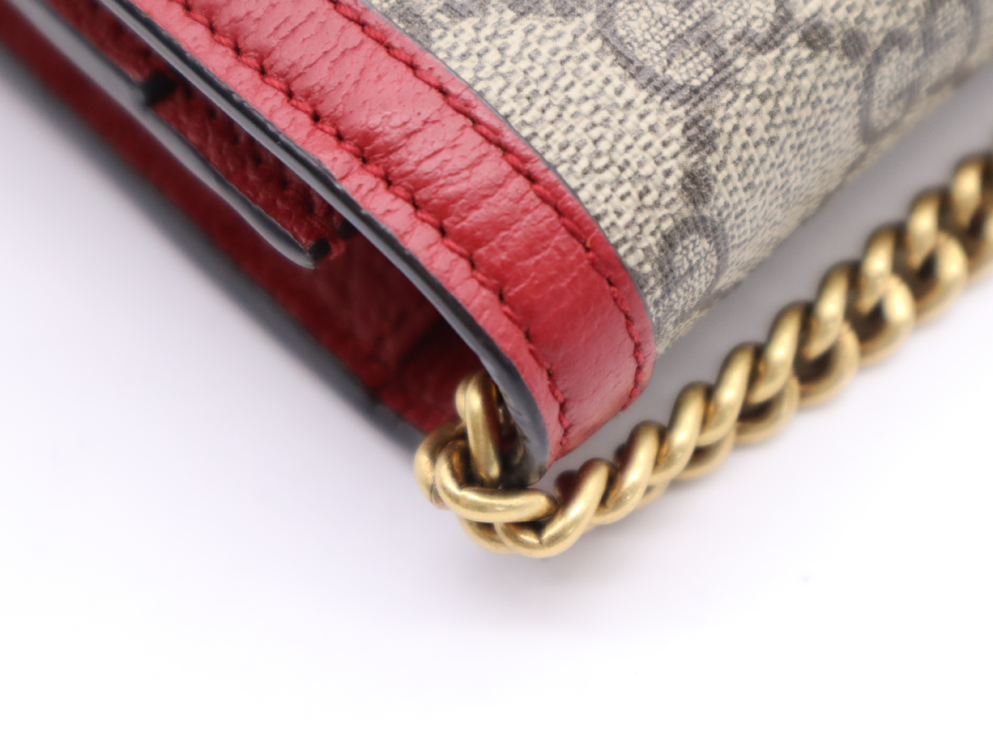 476079 GG Supreme Queen Margaret Bee Chain Wallet Red Beige Shoulder Bag — view 8