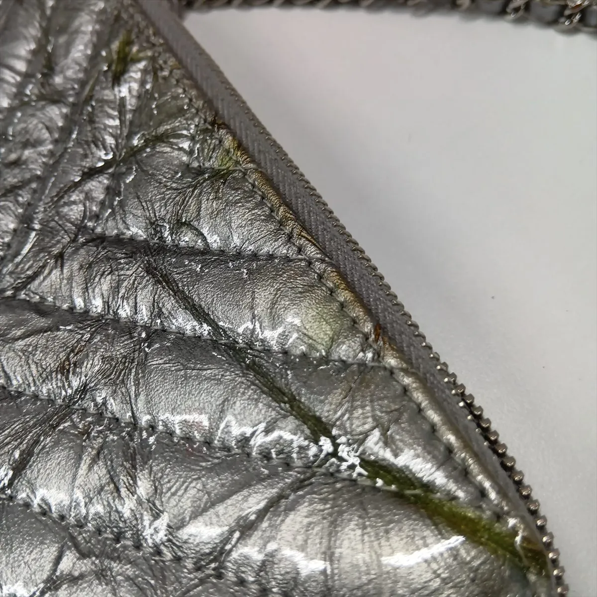Chevron Patent Leather Chain Shoulder Bag, Silver, Silver Hardware, 25929703, Serial Number 25 — view 12