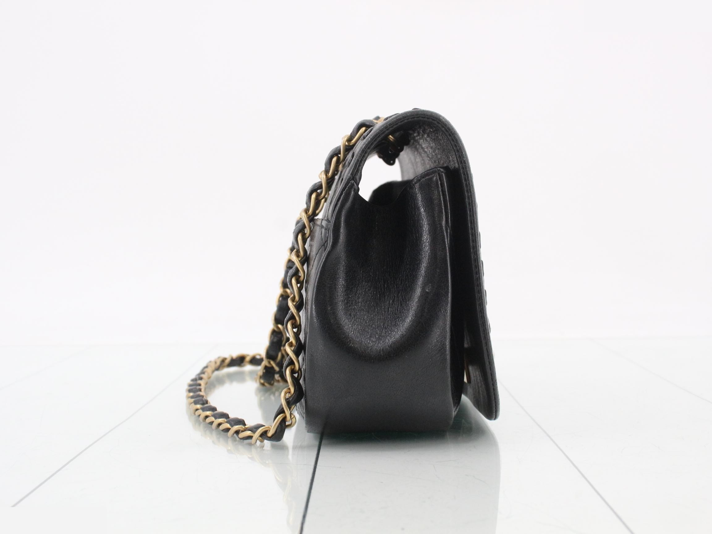 Leather Turnlock Chain Shoulder Bag — view 4