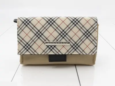 pouch with mirror, Nova Check pattern, beige.