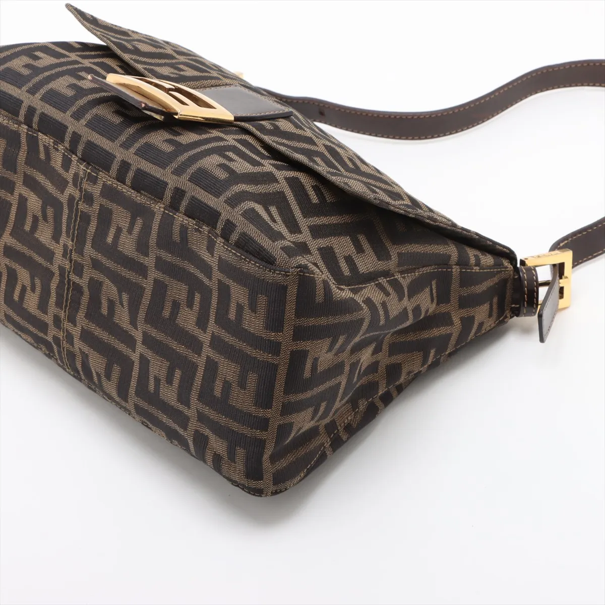 Zucca Mamma Bucket Canvas x Leather Shoulder Bag Brown — view 3